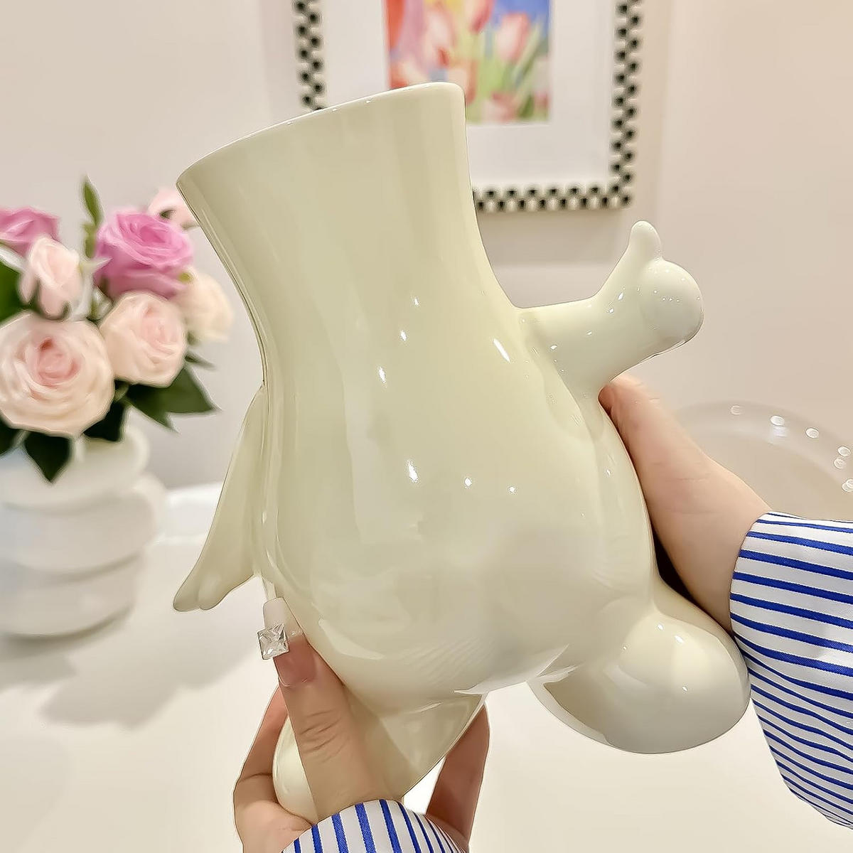 VASE 18 x 11,5 x 20 cm Keramik - Beige, Glas (20cm) - LIBRATON