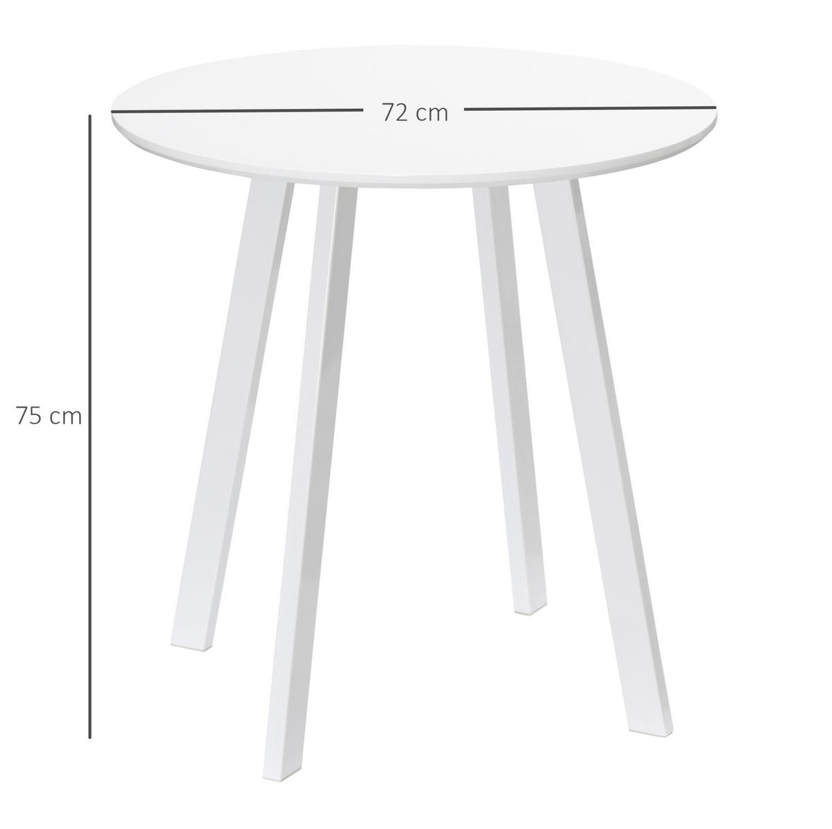 JEDÁLENSKÝ stôl Ø72/75 cm biela MDF, okrúhly s vysokým leskom - biela, kompozitné drevo (72/72/75cm) - BEAOK