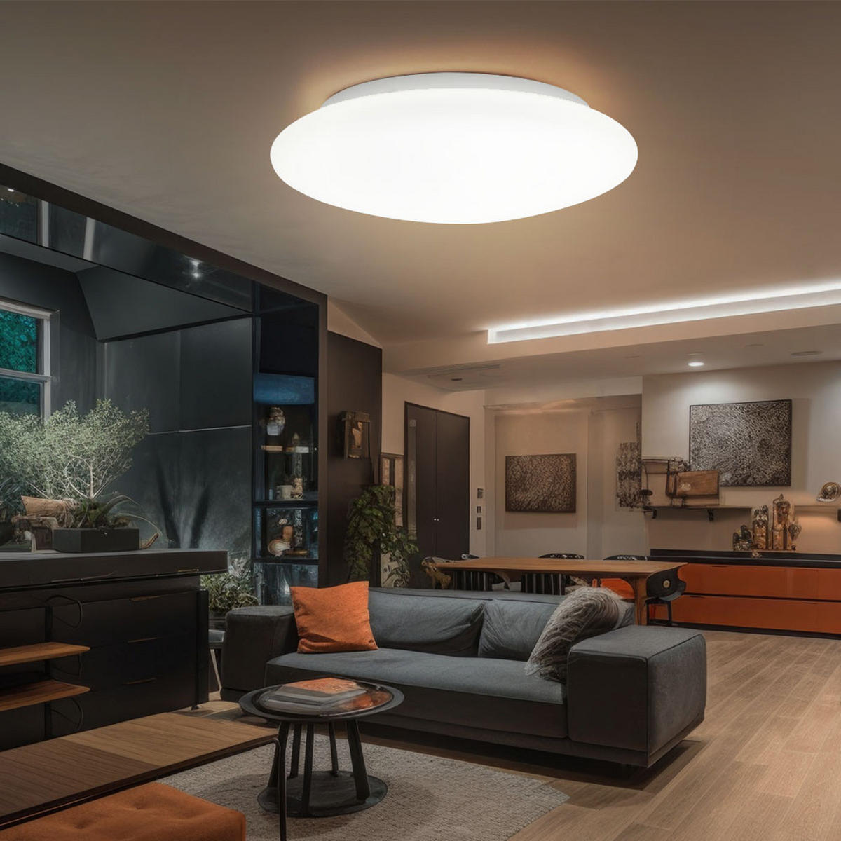 LED DECKENLEUCHTE Metall Weiß - Weiß, Glas (35/35/11cm)