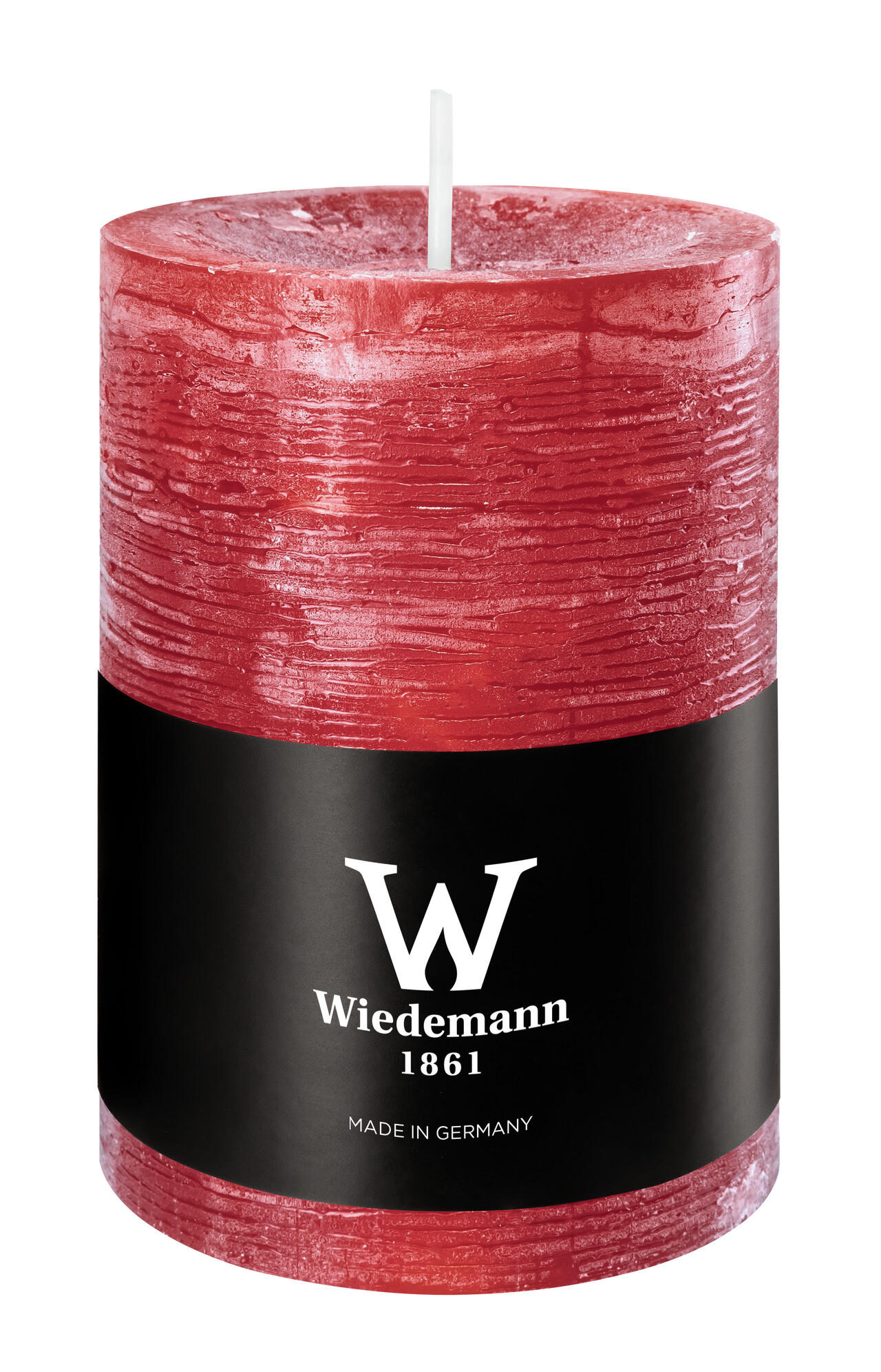 STUMPENKERZE Rustik Marble Style Rubin Rot 100 x Ø 68 mm, 1 Stück - Rot, Paraffin (7/10cm) - Wiedemann Kerzen
