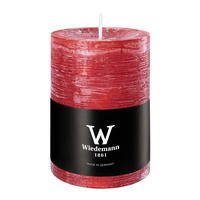 STUMPENKERZE Rustik Marble Style Rubin Rot 100 x Ø 68 mm, 1 Stück - Rot, Paraffin (7/10cm) - Wiedemann Kerzen