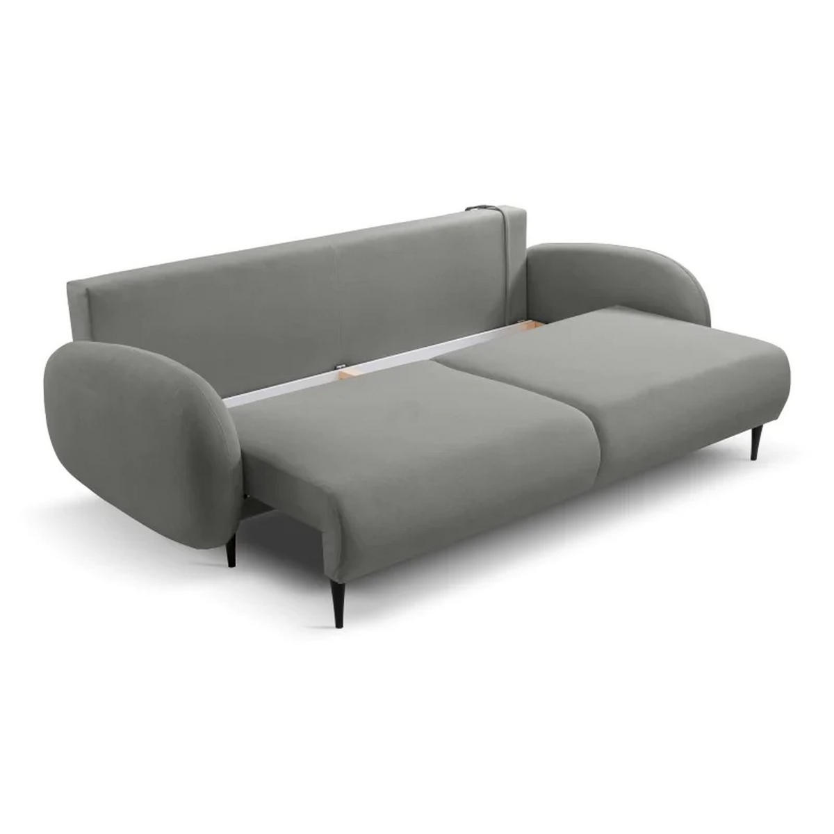 SCHLAFSOFA SOFTI, Sofa mit Schlaffunktion und Bettkasten, Farbe: Dunkelgrau, Velourstoff - Dunkelgrau, Textil (232/95/109cm) - Sepro Meble