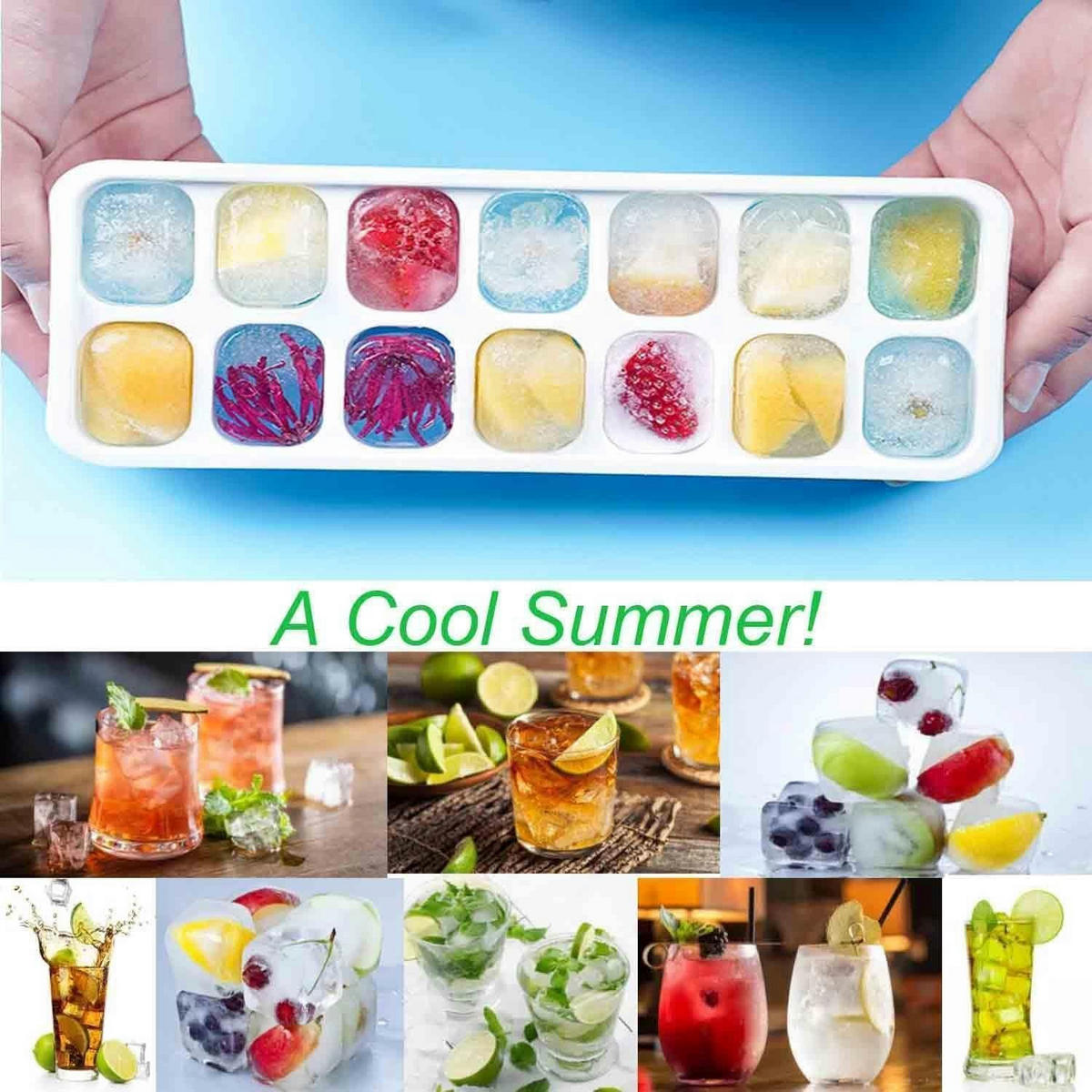 EISWÜRFELFORM 4er Set mit Deckel BPA Frei - Multicolor, Kunststoff (9.1/2.5/23.3cm)