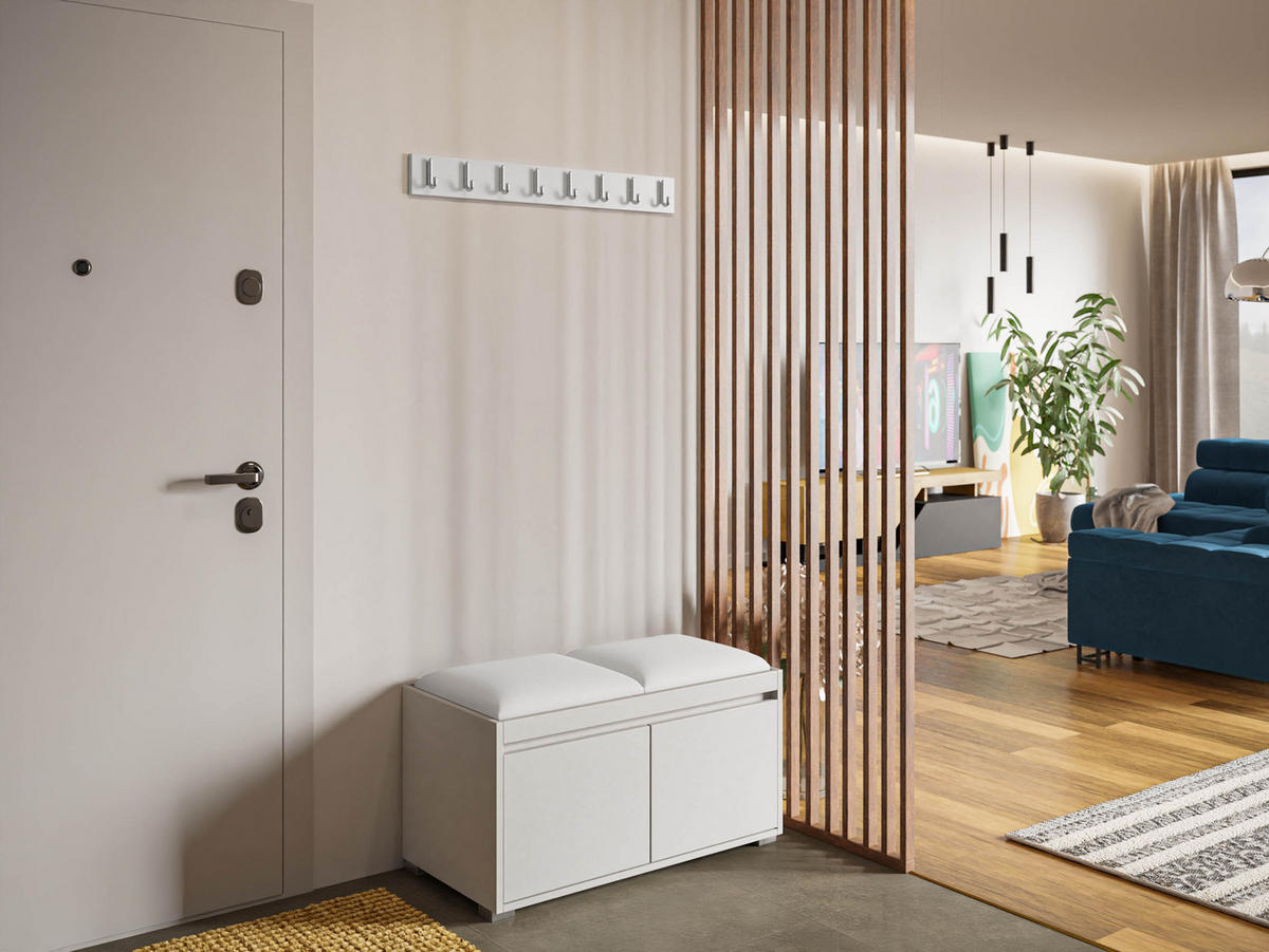 GARDEROBEN-SET Grawis 80 I - Weiß Hochglanz/Silberfarben, Holzwerkstoff/Kunststoff (84.5/45/34cm) - MIRJAN24