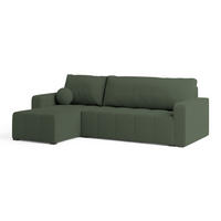 ECKSOFA VOLIRA Grün Boucle-Stoff mit Schlaffunktion - Grün, Holz (230/143cm) - MASSENO