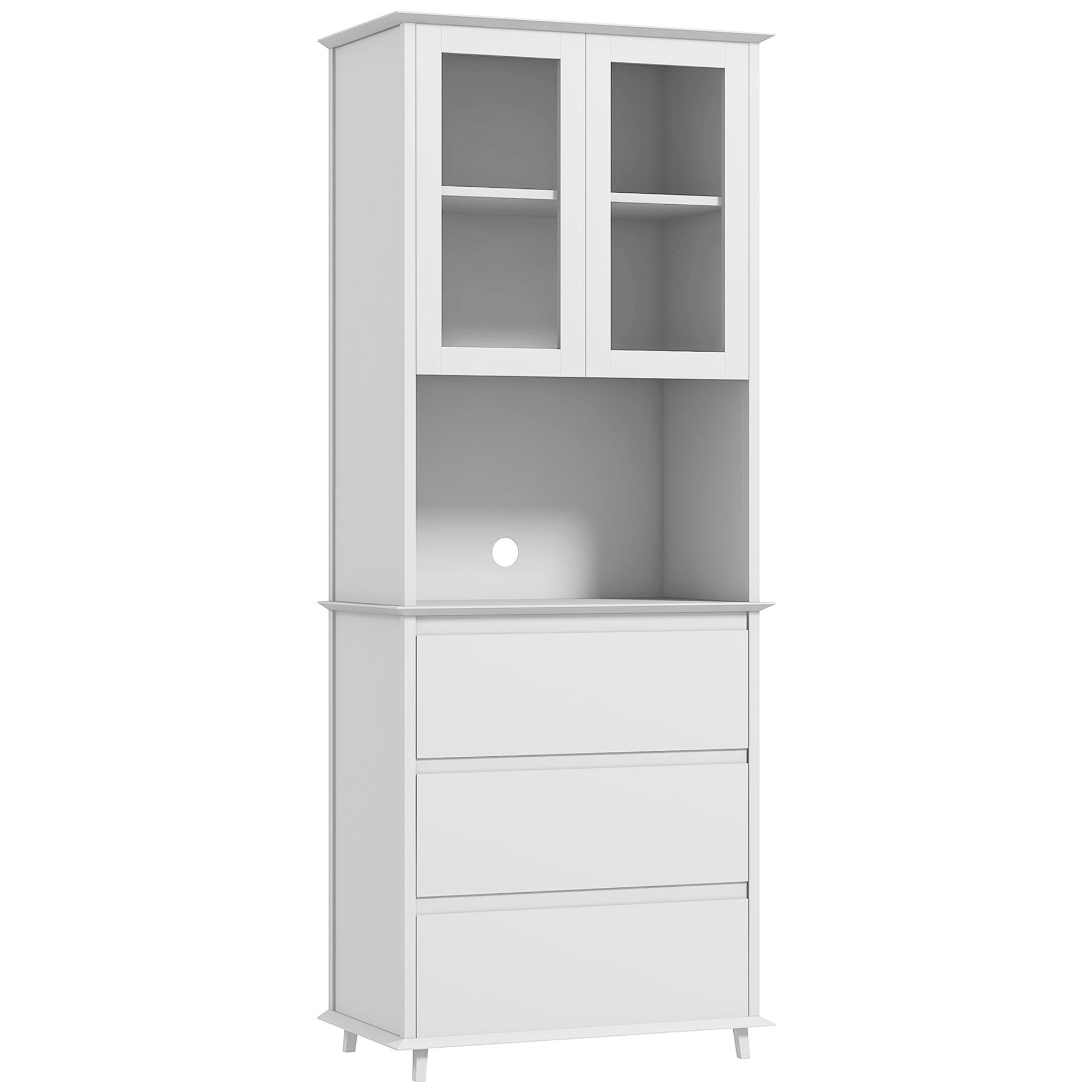 KÜCHENSCHRANK Weiß, 2 Glastüren, 3 Schubladen, 68/38/172 cm - Weiß, Holzwerkstoff (68/172/38cm) - PANGIVO
