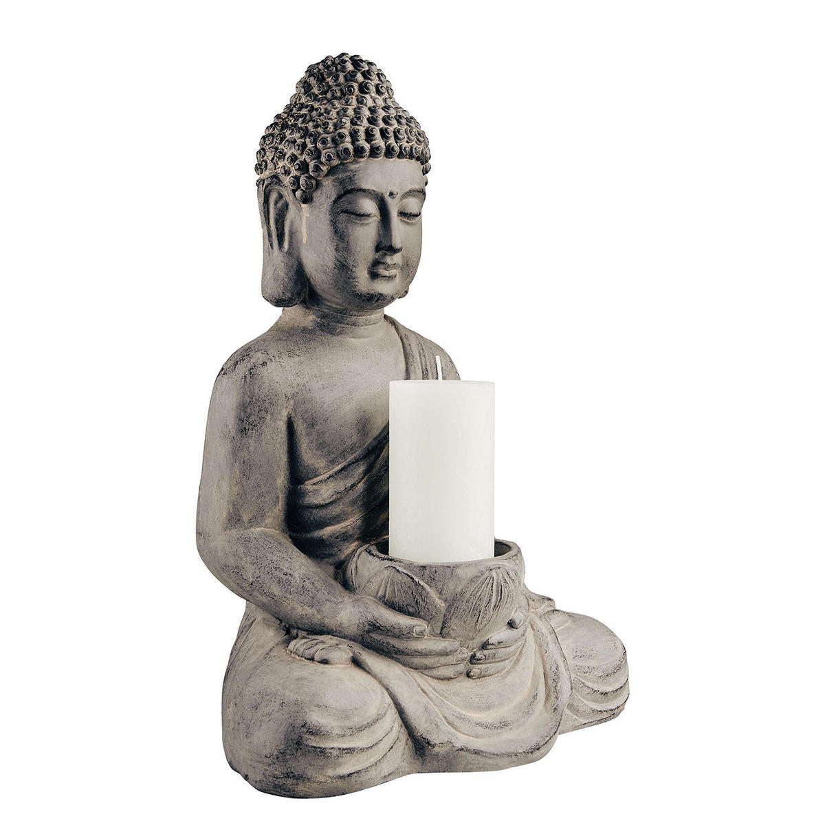 KERZENHALTER Buddha - Grau, Stein (30/46/23cm) - Butlers