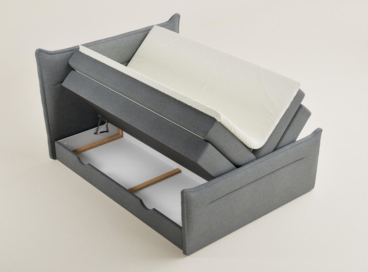 BOXSPRINGBETT Pelino 180/200 cm, in Grau, Bettkasten, Matratze, Topper - Schwarz/Grau, Holz/Holzwerkstoff (180/200cm) - Maison de Reve