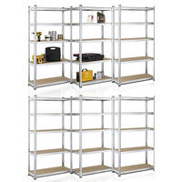 LAGERREGAL Basic 180x90x40 cm (6er-Set) - Silberfarben, Metall (90/180/40cm) - Juskys