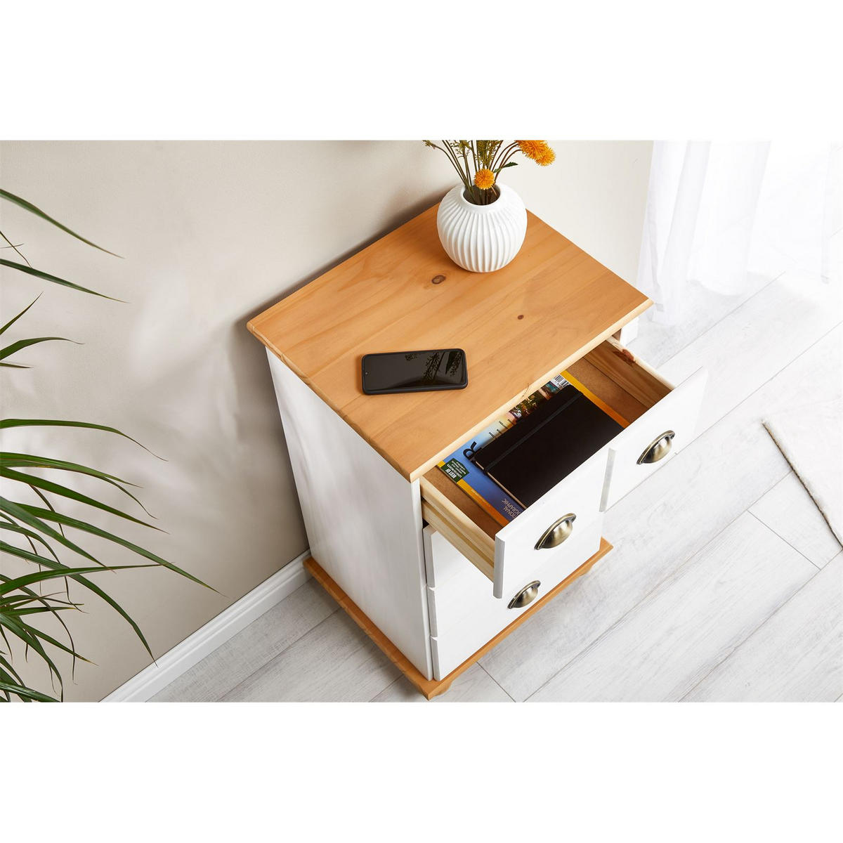 APOTHEKERKOMMODE COLMAR - Weiß/Braun, Holz (49/80/39cm) - IDIMEX