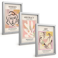 BILDER SET 3er Set - 20x30 cm Silberner Rahmen - Stilvolle Porträts in Pastellfarben - Silberfarben, Kunststoff (20/30cm) - TULUP