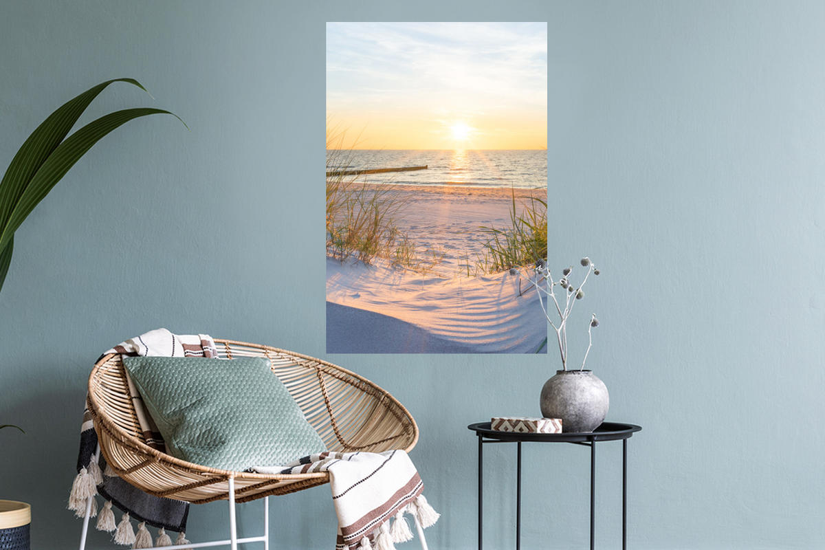WANDTATTOO Strand - Sonne - Düne - Gras - Sand - Horizont 40x60 cm - Hellblau, Kunststoff (40/60/0.1cm) - MuchoWow