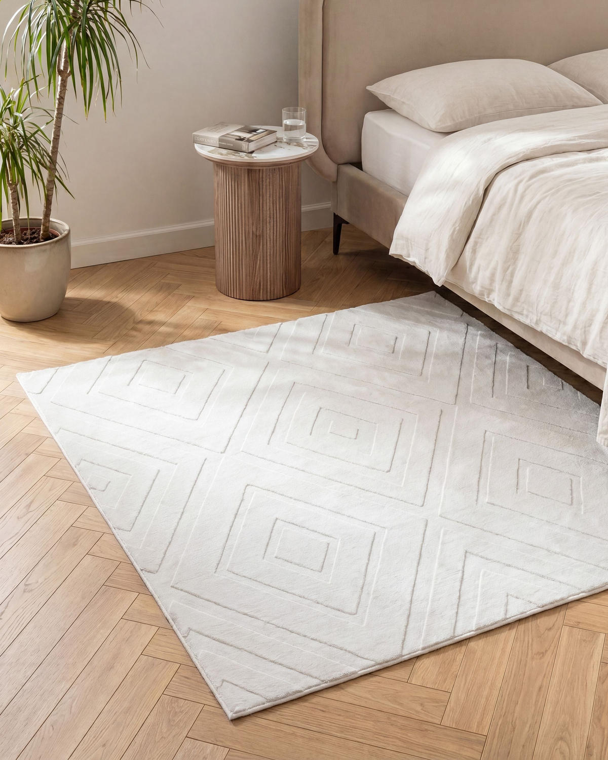 KOBEREC Krémově bílý 160/160 cm Borah - bílá/krémová, textil (160/160cm) - Beliani