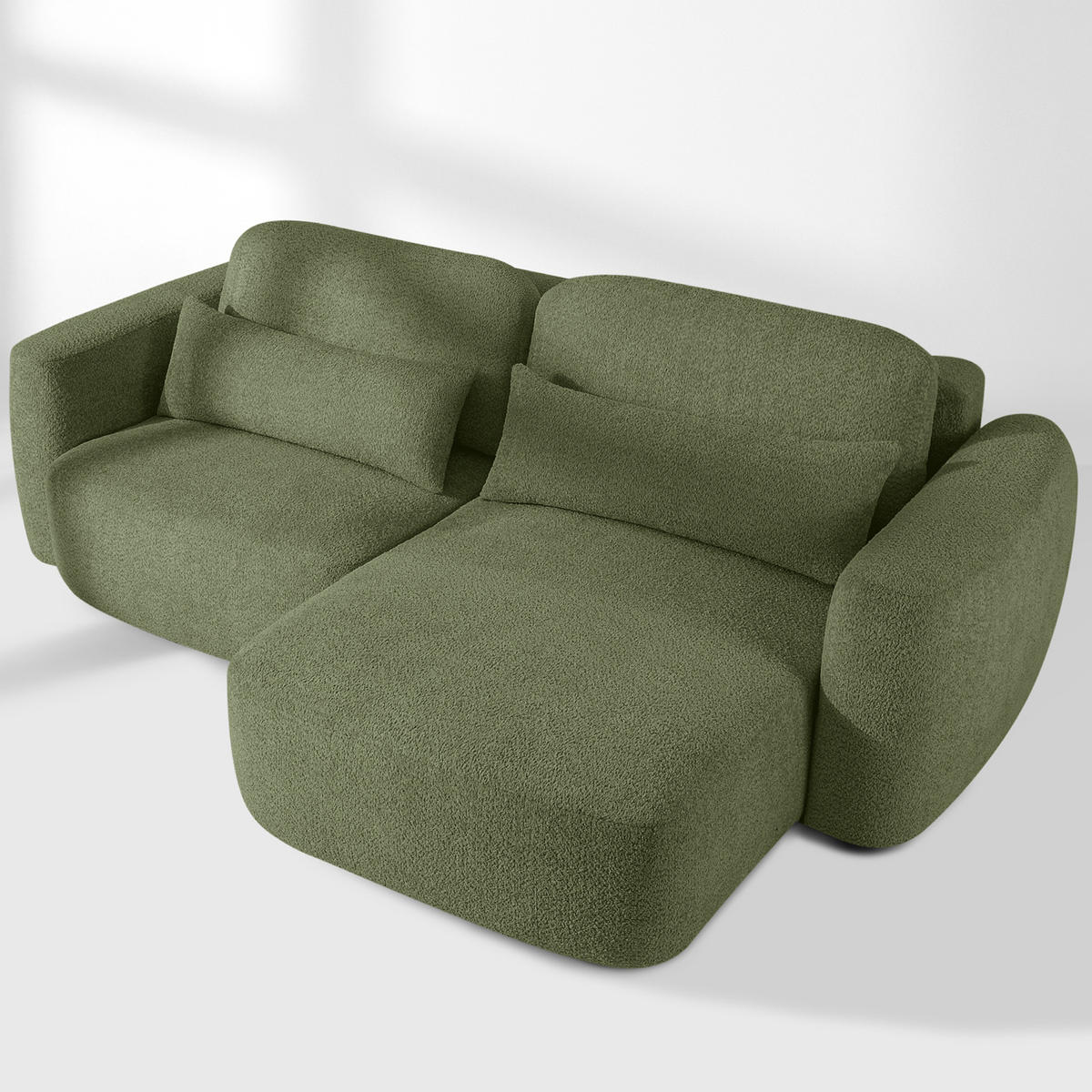 ECKSOFA rechts ELOSA - Olivgrün, Holz/Textil (245/165cm) - KONSIMO®