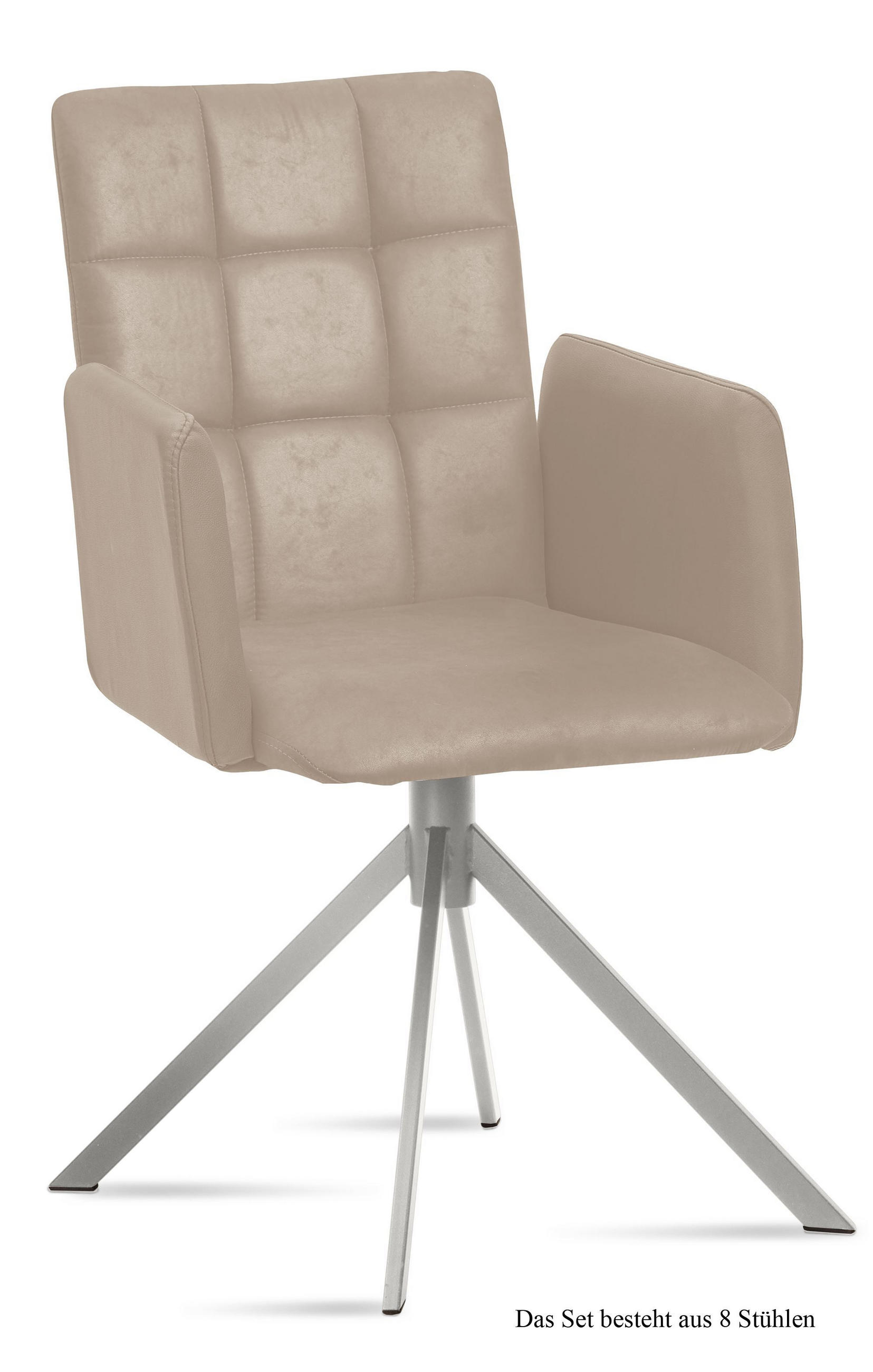 ARMLEHNSTUHL (8er-Set) Dorita 52x91x60 Edelstahl/Natur - Edelstahlfarben/Naturfarben, Kunststoff (60/91/52cm) - 58aufmkessel