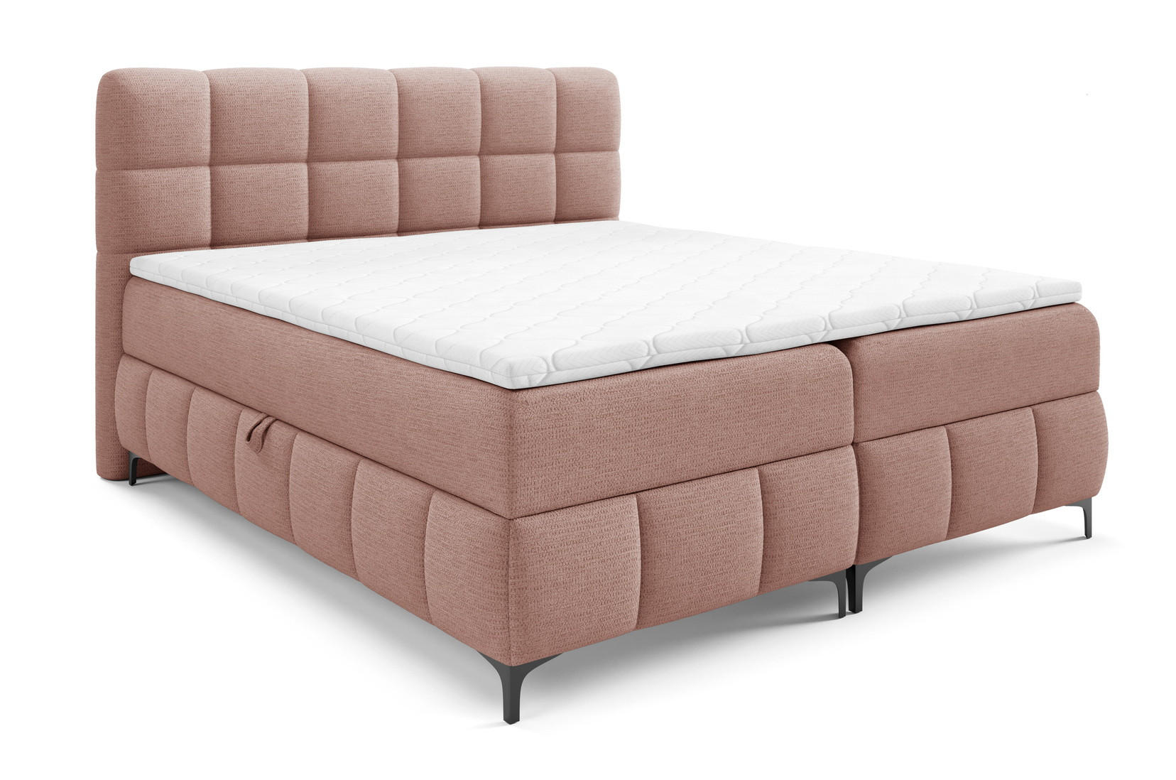 BOXSPRINGBETT 200x200 Altessa mit Bettkasten, Matratze, Topper, Puderrosa - Hellrosa, Holz/Textil (200/200cm) - Emporius