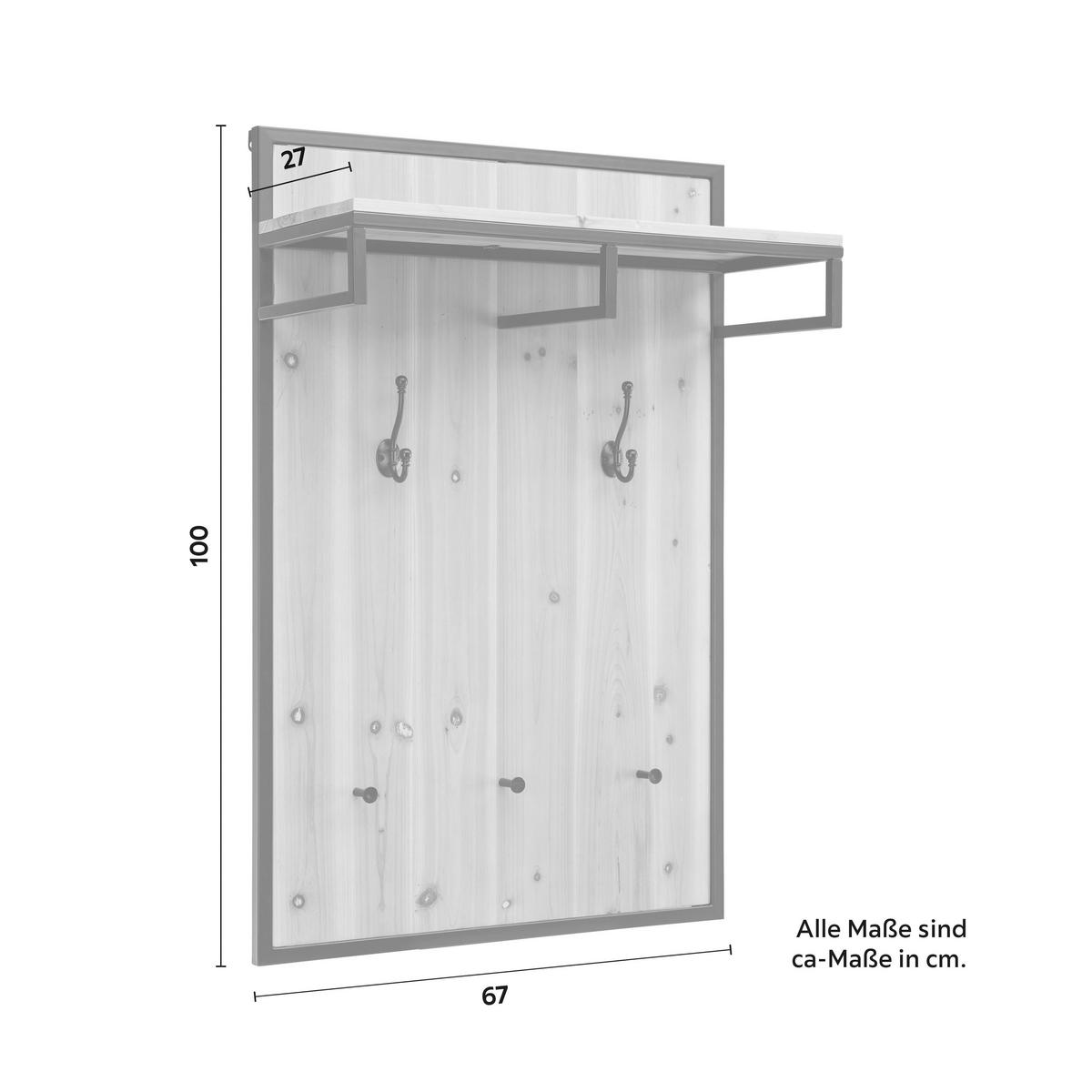 GARDEROBE Vittoria ca. 67 /100 cm Tanne massiv - Naturfarben, Holz (67/100/27cm)