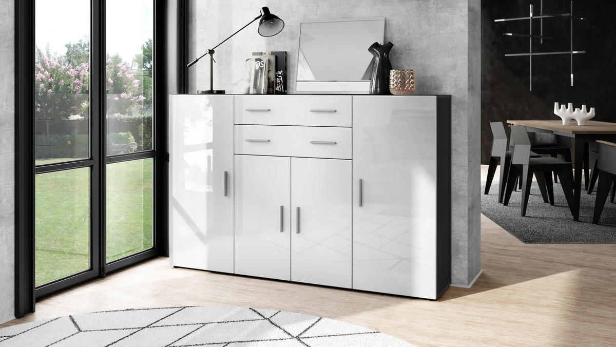 HIGHBOARD Aron Fronten in Weiß Hochglanz - Weiß Hochglanz, Holzwerkstoff (166.5/106.5/35cm) - Vladon