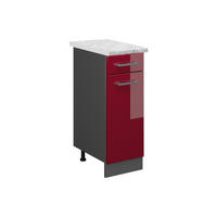 KÜCHENUNTERSCHRANK R-Line Rot Hochglanz 30 cm AP Marmor - Anthrazit/Rot, Holzwerkstoff (30/81.6/60cm) - Vicco