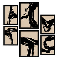 POSTER Set Mit 6 Zusammenfassungen In Form Ästhetische Dekorative Gemälde Für Ihr Wohnzimmer, Schlafzimmer Oder Zuhause A3 & A4 Schwarzer Rahmen - Schwarz, Papier (29/3cm) - Nacnic