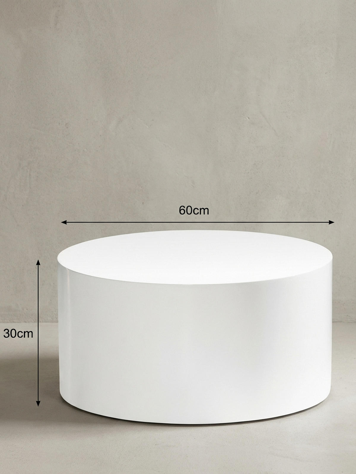 COUCHTISCH rund in Weiß Hochglanz, 60x60x30 cm, Modernes Design - Weiß, Holzwerkstoff (60/60/30cm) - KADIMA DESIGN