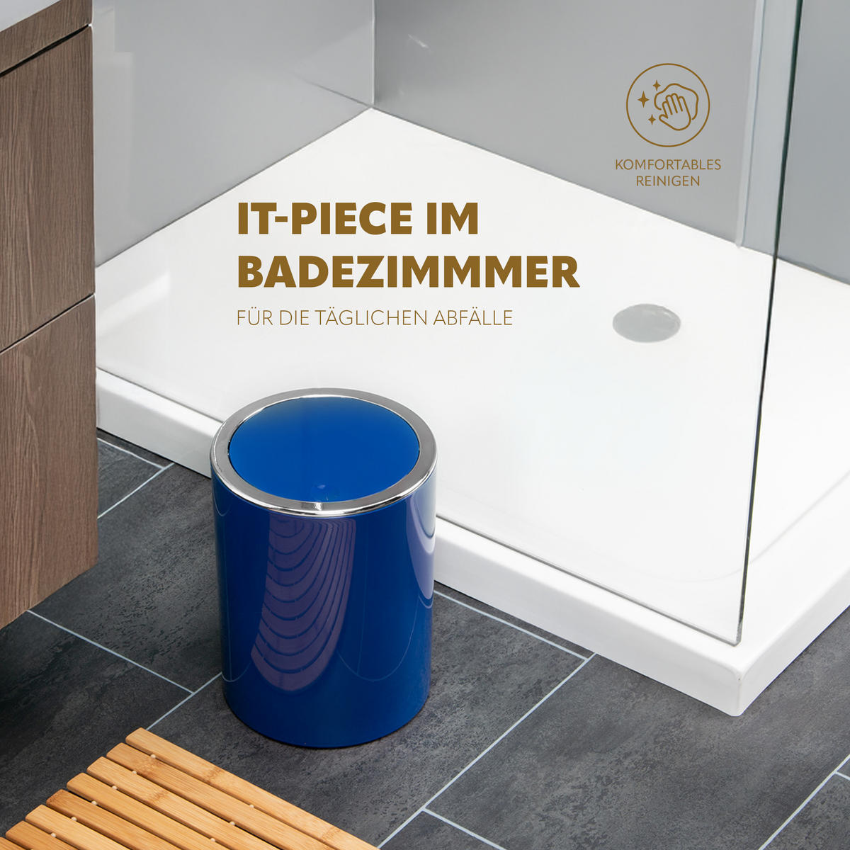KOSMETIKEIMER SAVONA 5,5 Liter, blau - Dunkelblau, Kunststoff (19/24.5/19cm) - bremermann