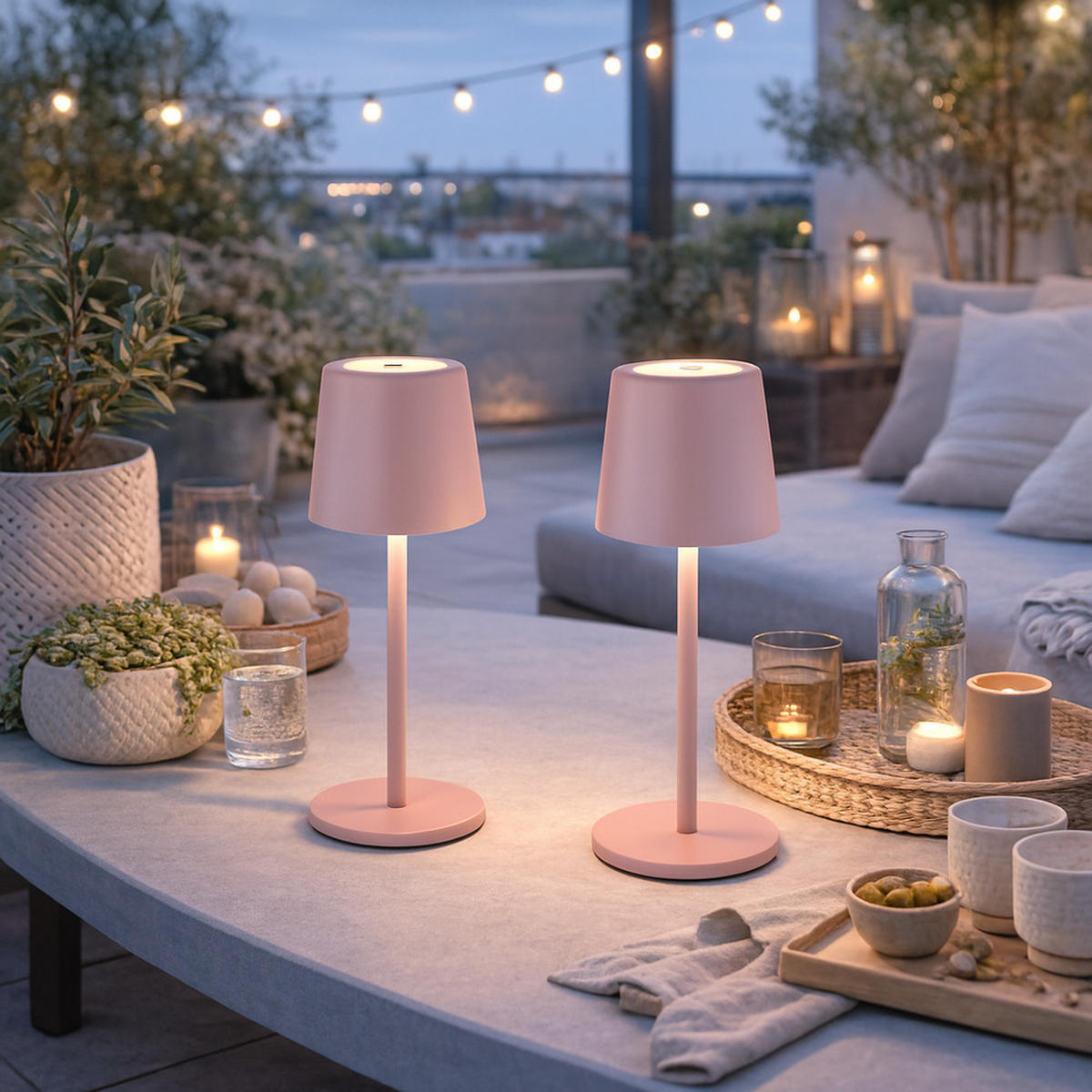 LED TISCHLEUCHTE Metall Rosa 2x - Rosa, Metall (8.5/8.5/28cm) - Globo Lighting