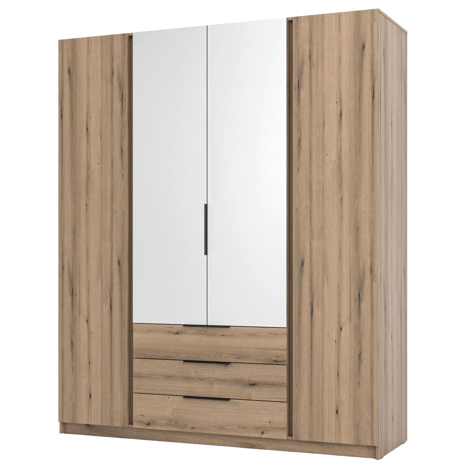 KLEIDERSCHRANK Kaja Eiche Evoke 200 cm - Eichefarben/Schwarz, Holzwerkstoff/Metall (200/239/61.9cm) - Selsey