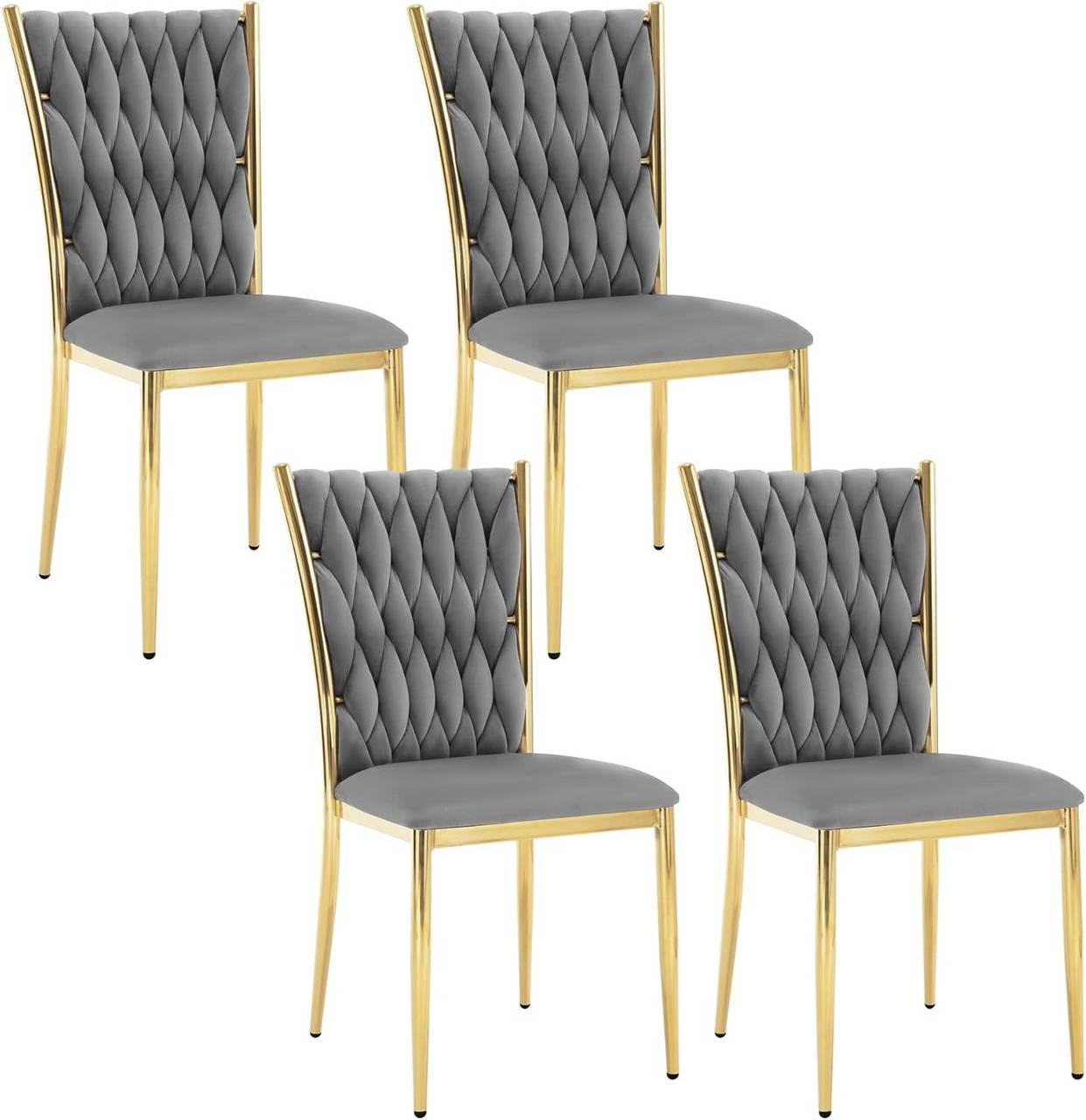 ESSZIMMERSTUHL 4er Set hohe Rückenlehne, Samt, Dunkelgrau - Dunkelgrau, Kunststoff/Textil (46/94.5/48cm) - Woltu