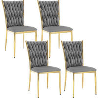 ESSZIMMERSTUHL 4er Set hohe Rückenlehne, Samt, Dunkelgrau - Dunkelgrau, Kunststoff/Textil (46/94.5/48cm) - Woltu