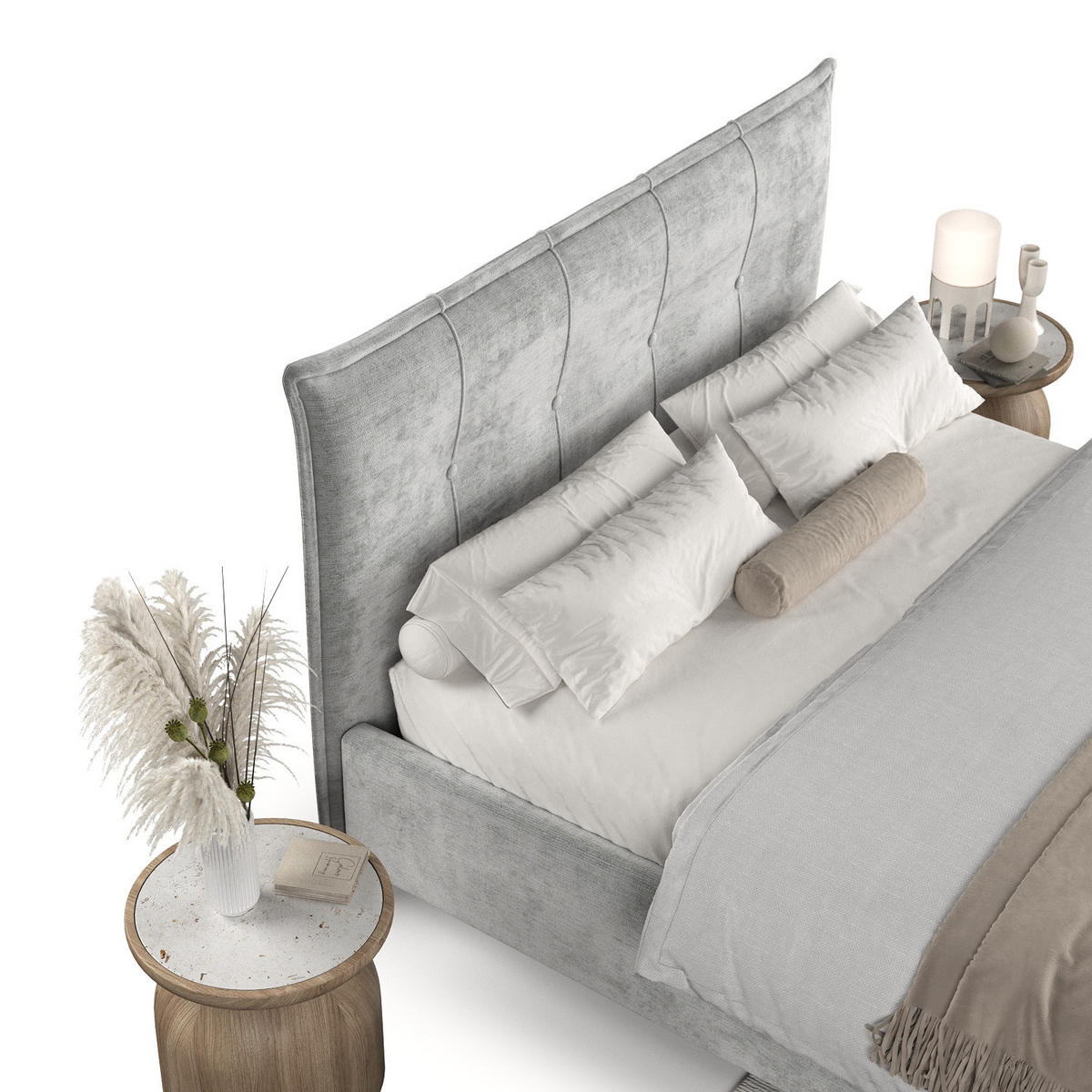 POLSTERBETT Plaza 180/200 cm Hellgrau im Lotta Stoff - Hellgrau/Naturfarben, Holz/Holzwerkstoff (180/200cm) - AltaBeds