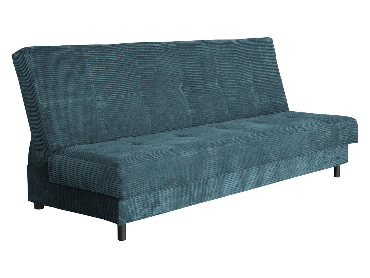 SCHLAFSOFA Enduro XIV Cord - Türkis/Schwarz, Holz/Kunststoff (195/90/85cm) - MIRJAN24