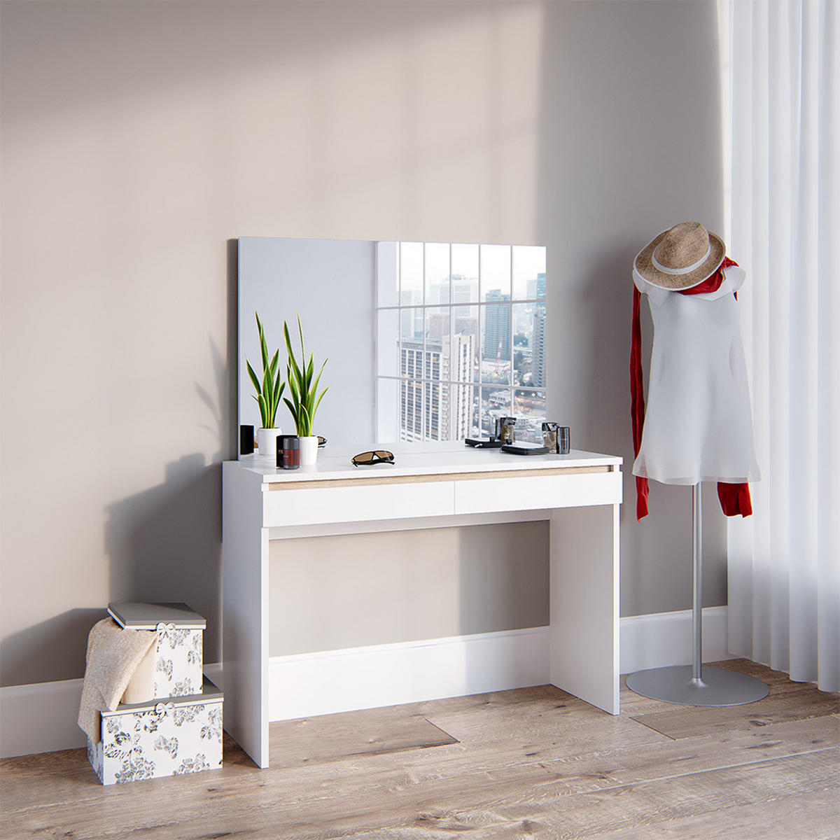 SCHMINKTISCH Emma Weiß 120 cm - Weiß, Holzwerkstoff (120/83/41.8cm) - Vicco