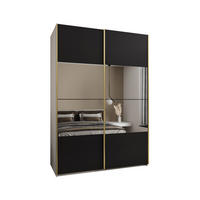 SCHWEBETÜRENSCHRANK 245,5/180/64 2-türig - Goldfarben/Schwarz, Holz/Metall (180/245/64cm) - Abiks Möbel