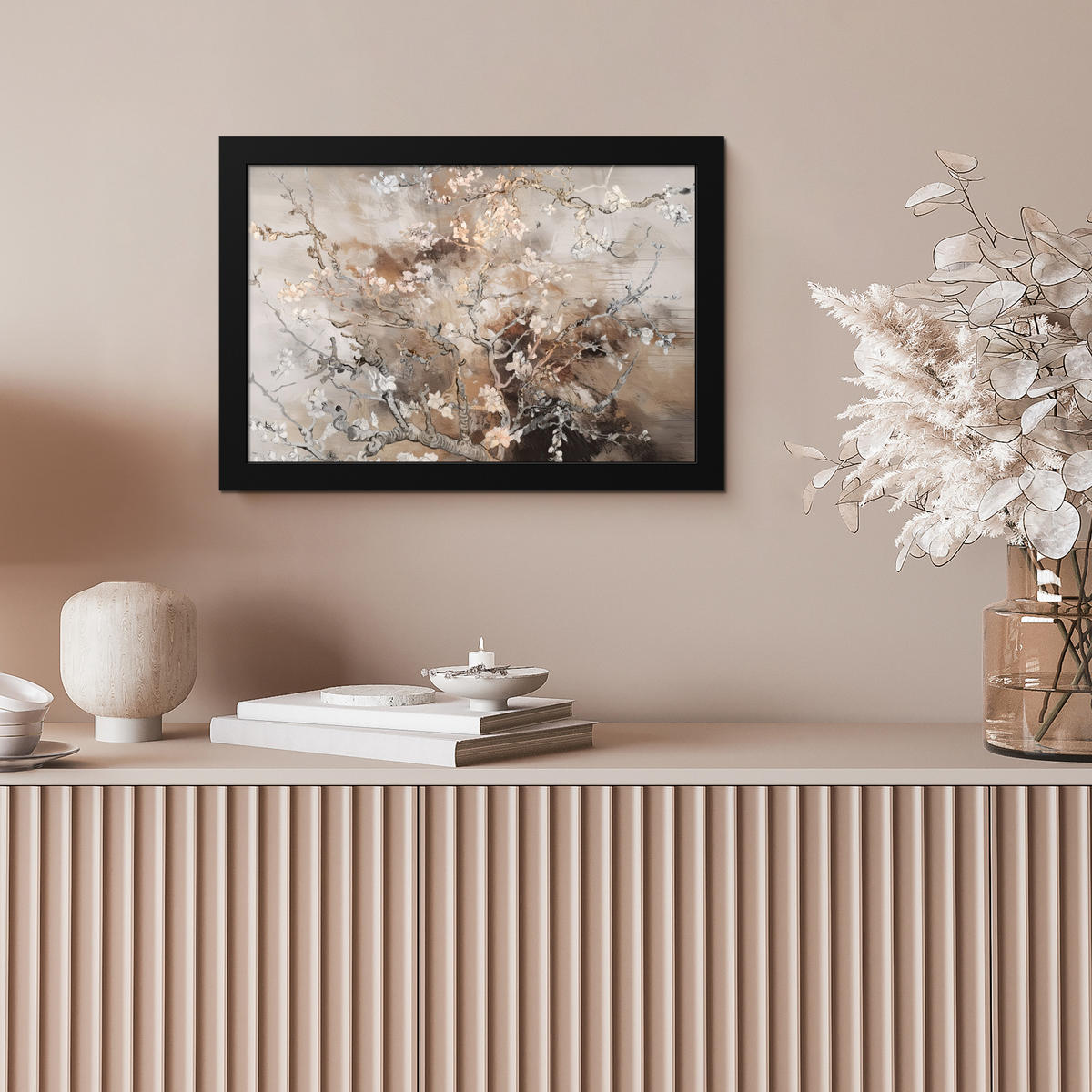 POSTER MIT RAHMEN Mandelblüte - Kunst - Van Gogh - Beige - Abstrakt 30x20 cm - Braun, Papier (30/20cm) - MuchoWow