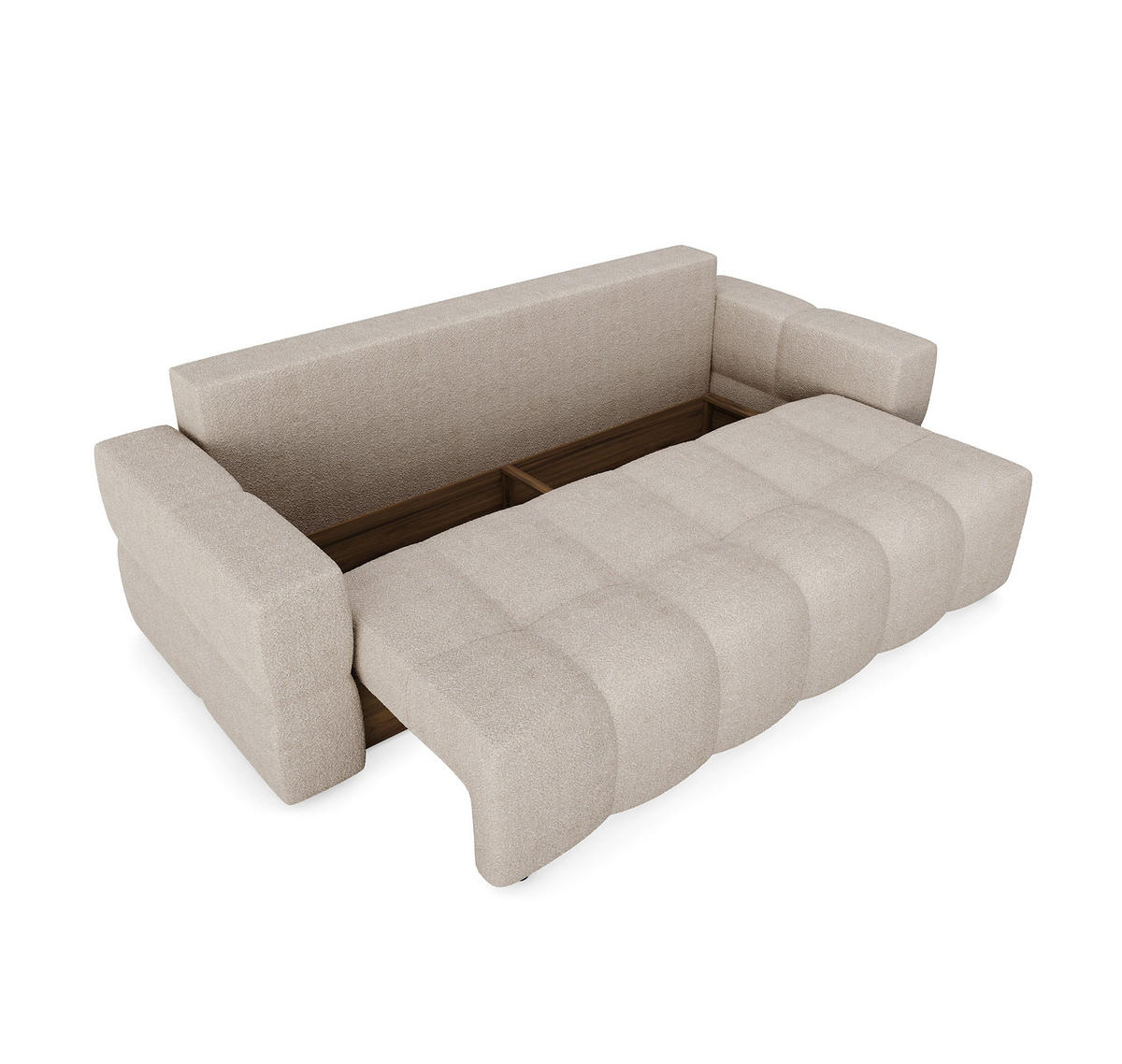 SCHLAFSOFA GERADE Bouclé-Stoff Beige 247cm - Beige, Textil (247/90/102cm) - Sia Home