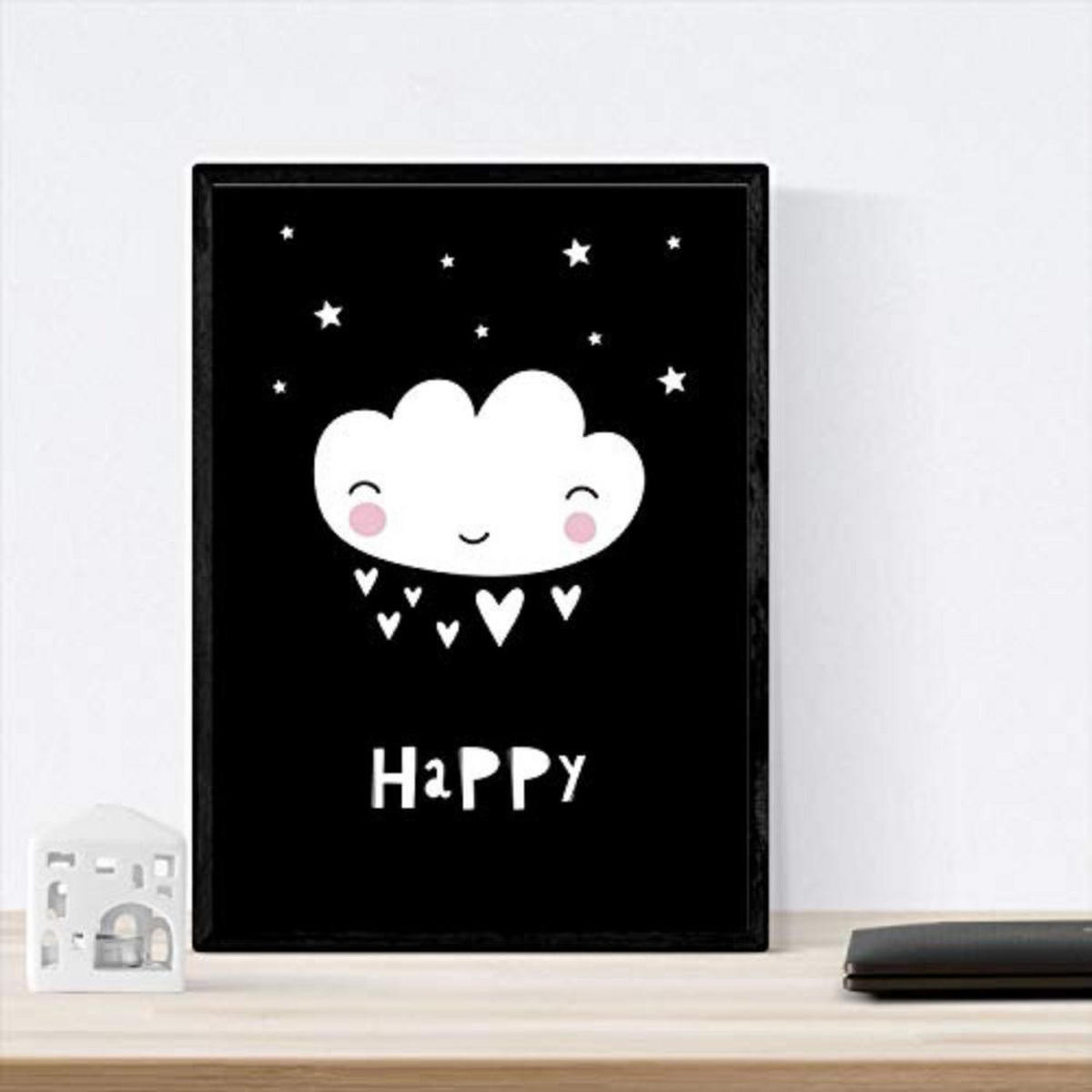 POSTER Set mit 4 „Casita, Mond, Berge und Wolken Herzen“ Tiere A3 Rahmenlos - Klar, Papier (29.7/3cm) - Nacnic