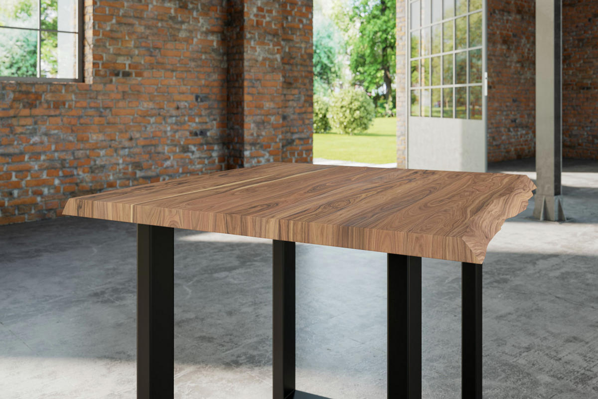 ESSTISCH LAUREN - Beige/Schwarz, Holz/Metall (90/90/77cm) - SAM