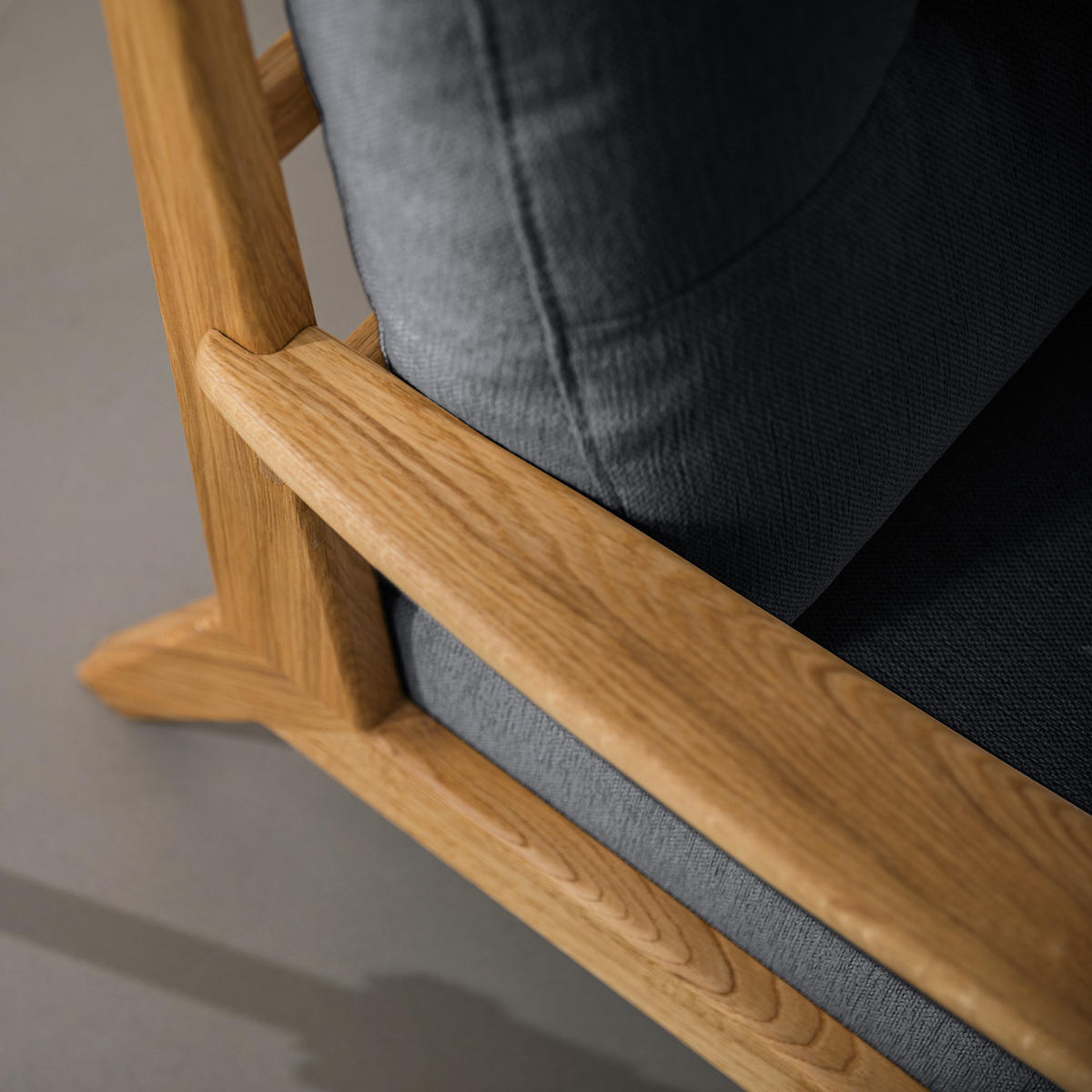 SESSEL - Eichefarben/Grau, Eichenholz/Textil (83/80/75cm) - home24