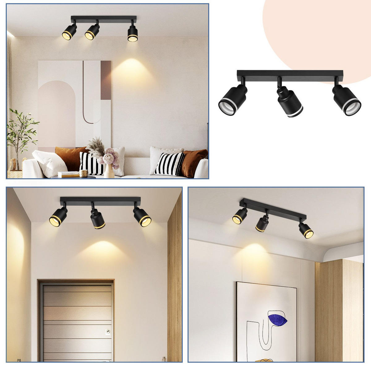 STRAHLER Remscheid 3-flammig 42/5/15.7 cm - Schwarz, Metall (42/5/15.7cm) - Nettlife