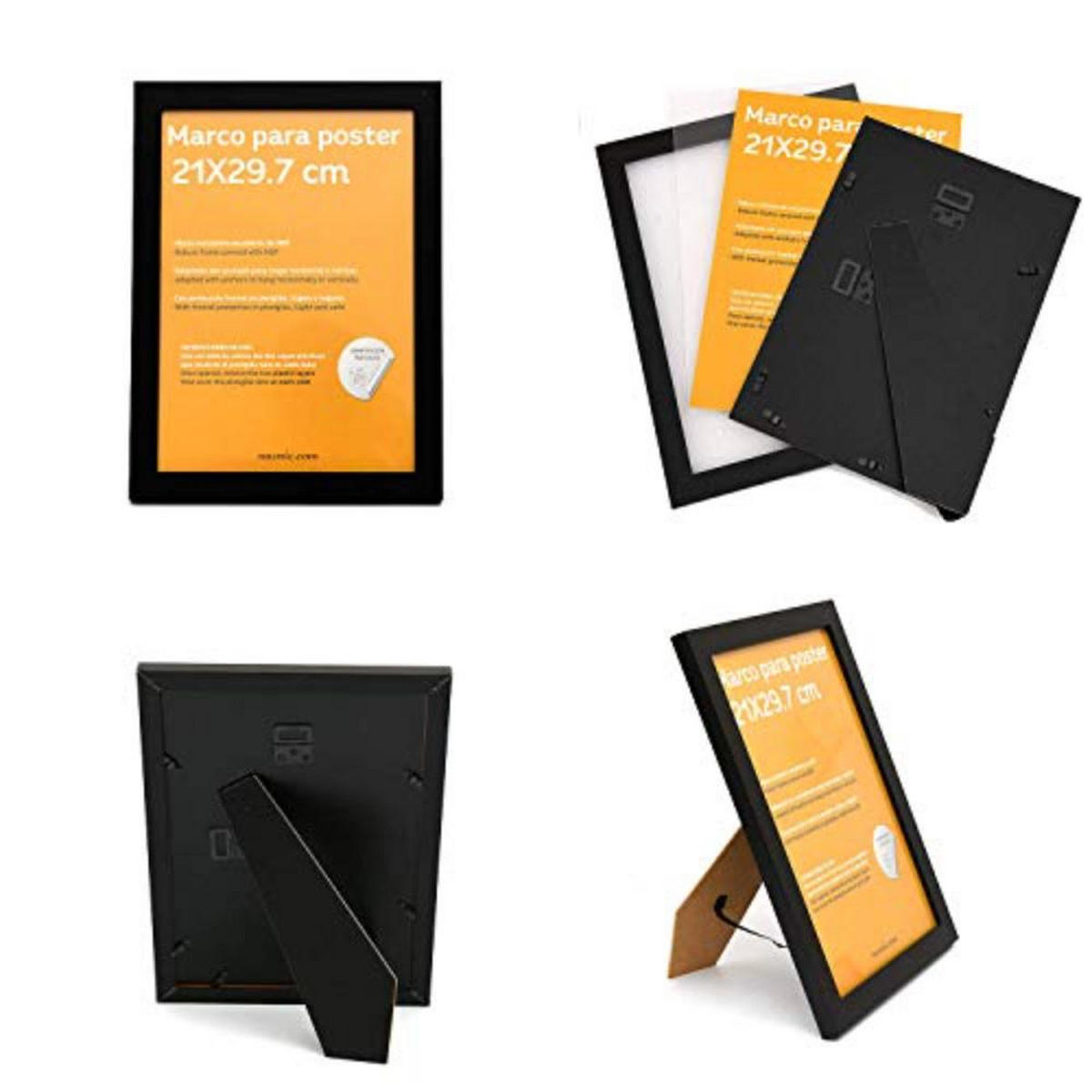 POSTER Set mit 4 Natur im nordischen Stil Elemente in blauweiß A4 Rahmenlos - Klar, Papier (29.7/3cm) - Nacnic