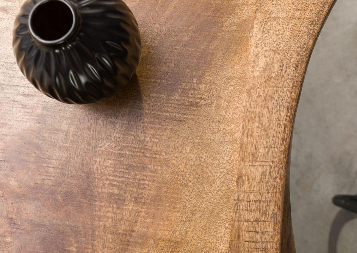 BAUMTISCH Mango 140x90x77 natur lackiert / X-Beine anthrazit matt FREEFORM 5 - Braun, Holz (90/140/77cm) - Massivmoebel24