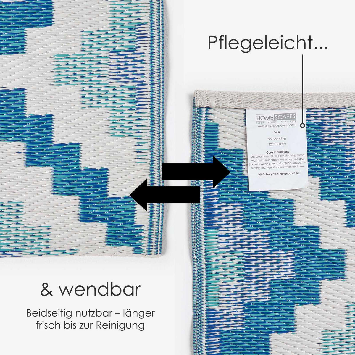 OUTDOORTEPPICH-LÄUFER Mia geometrisch gemustert 75/200 cm - Blau, Kunststoff (75/200cm) - Homescapes