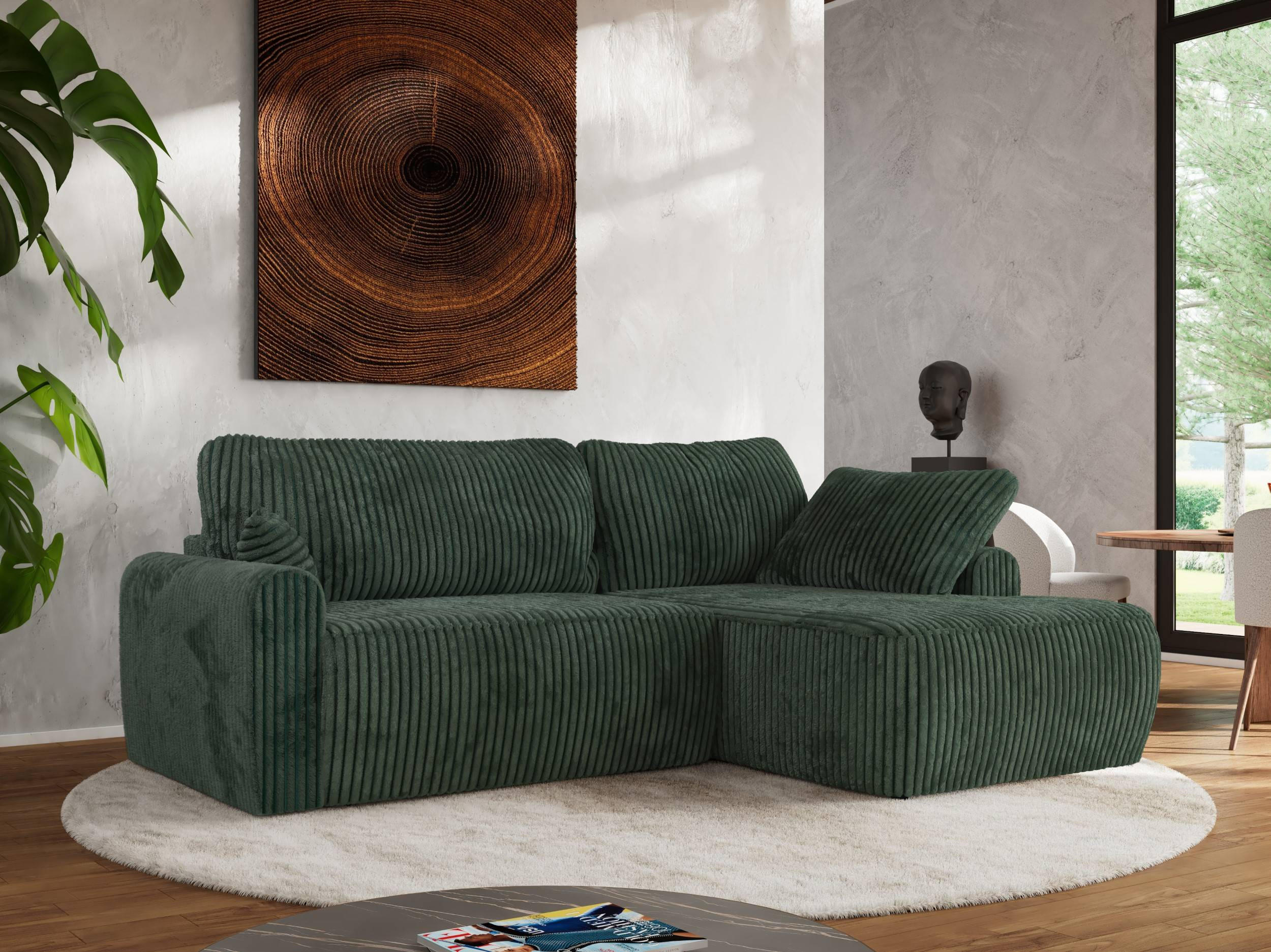 ECKSCHLAFSOFA CUBO L Grün Cord - rechts - Schwarz/Grün, Kunststoff/Textil (187/273cm) - MKS