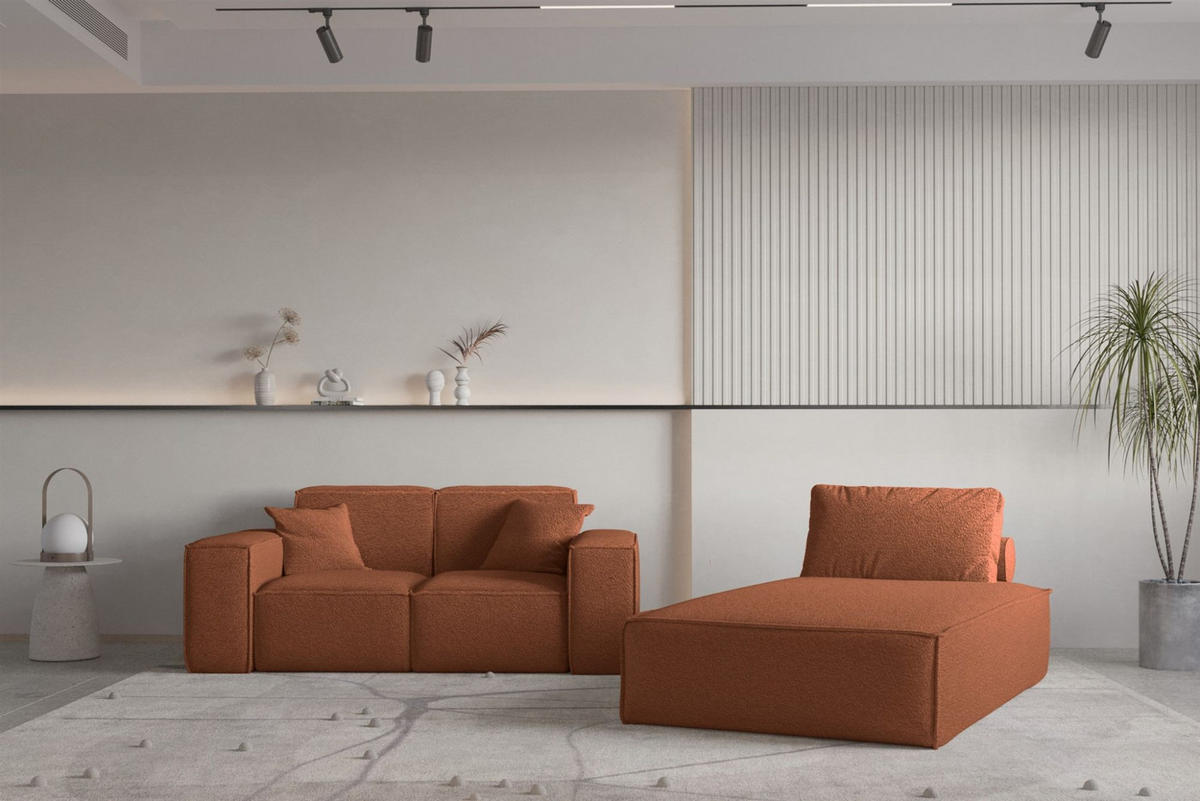 SOFA Sezlong Celes Premium 2er-set - Kupferfarben, Holzwerkstoff/Textil (110/95/194cm) - Fun Möbel