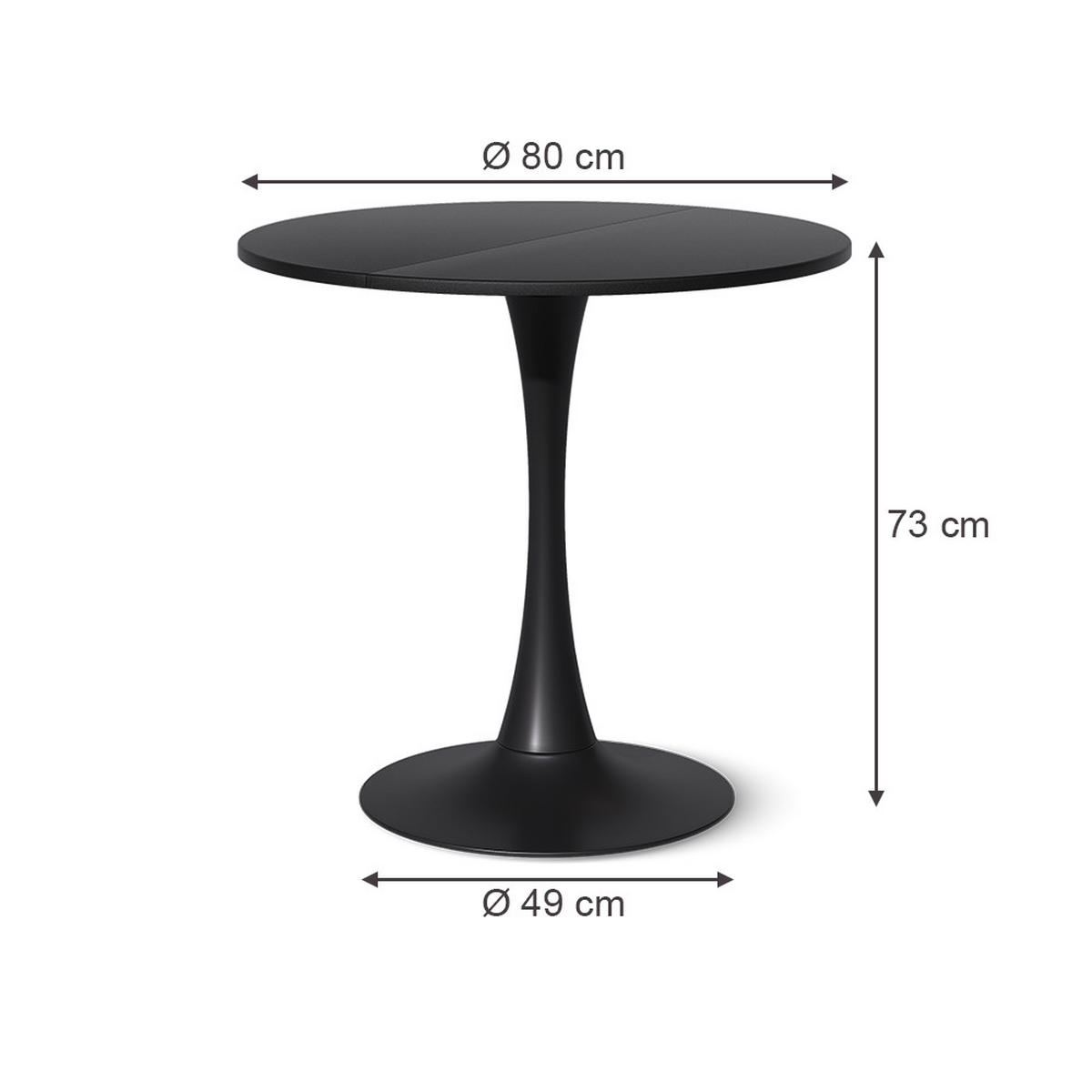 ESSTISCH Carl Schwarz 80 x 80 cm - Schwarz, Holzwerkstoff (80/80/73cm) - Vicco