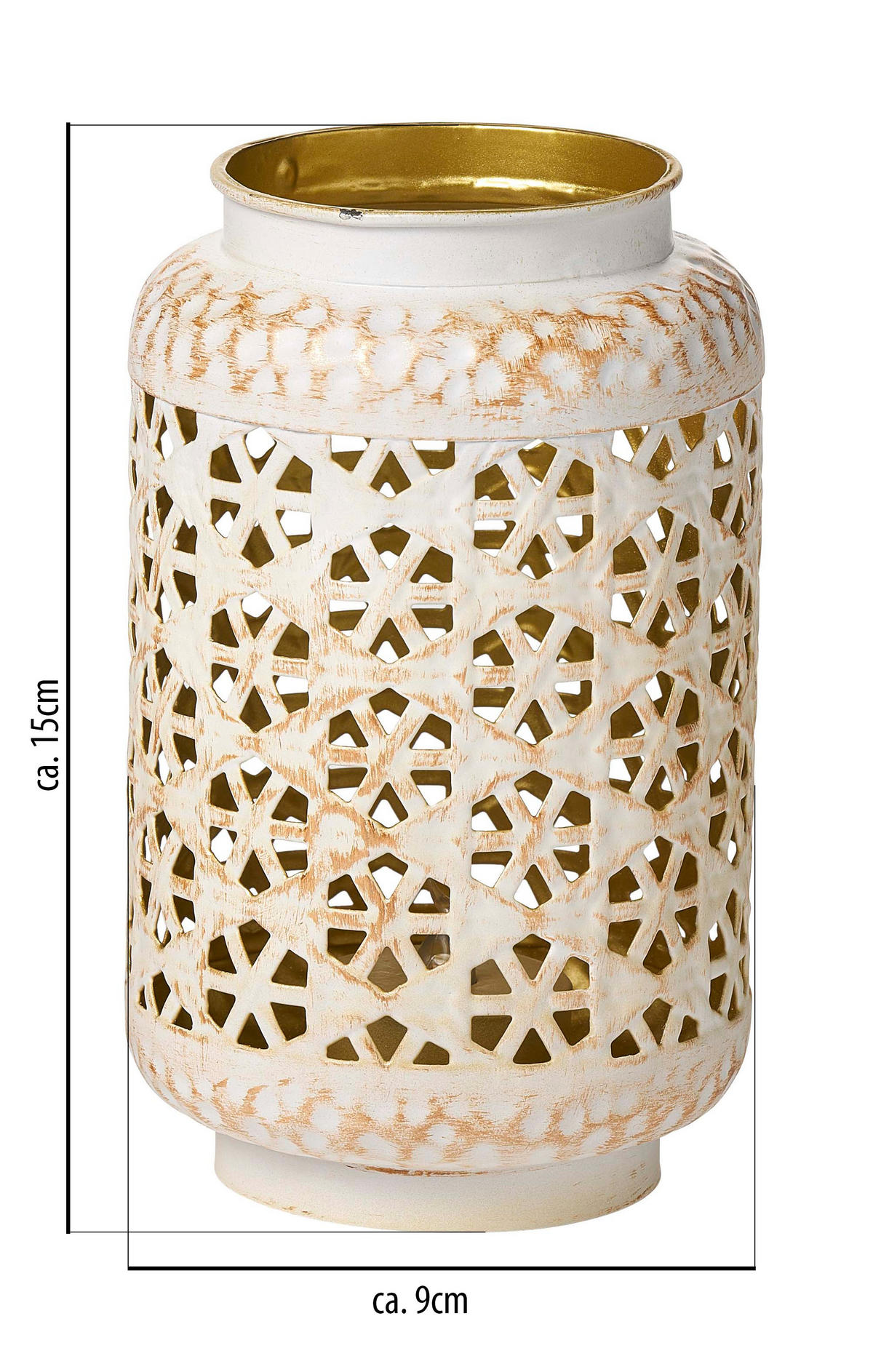 WINDLICHT Orientalisch - stilvolles Design mit faszinierendem Schattenspiel für gemütliche Atmosphäre, 2er-Set - Weiß, Metall (9/15/9cm) - Northpoint