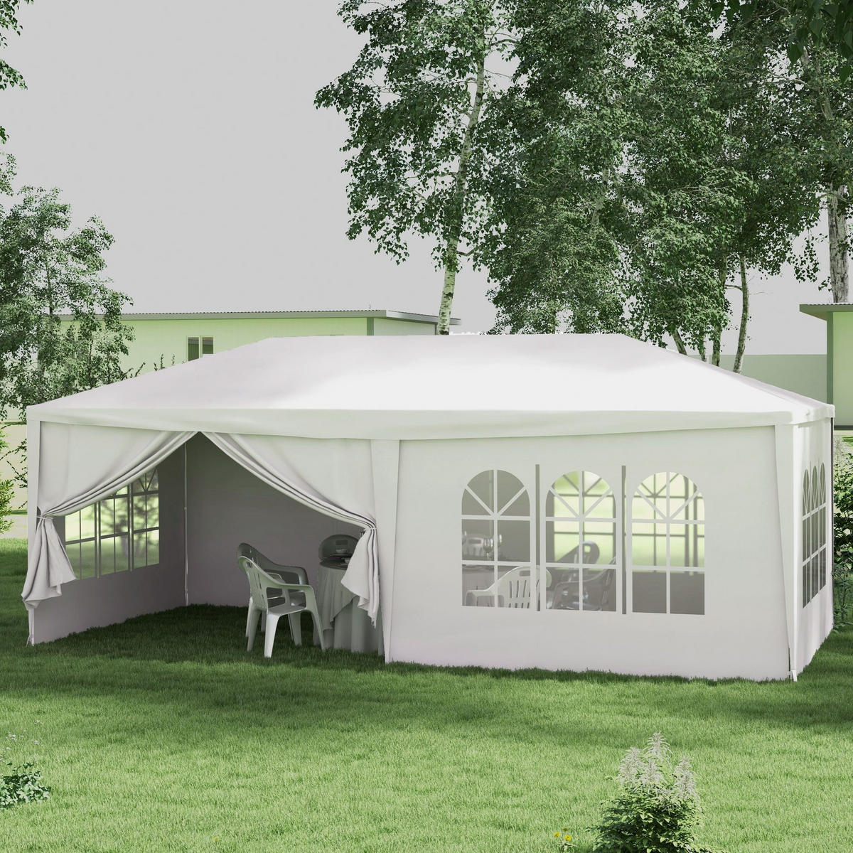 GARTENPAVILLON, abnehmbare Türen+Fenster, weiß - Weiß, Kunststoff (27/21/115cm) - Vallsero
