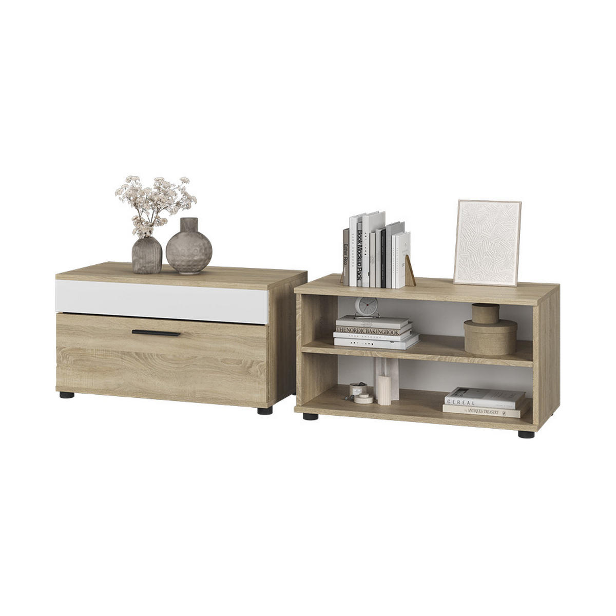 Weiß/Sonoma Eiche, Holzwerkstoff (70.8/38.9/35.3cm) - Vicco