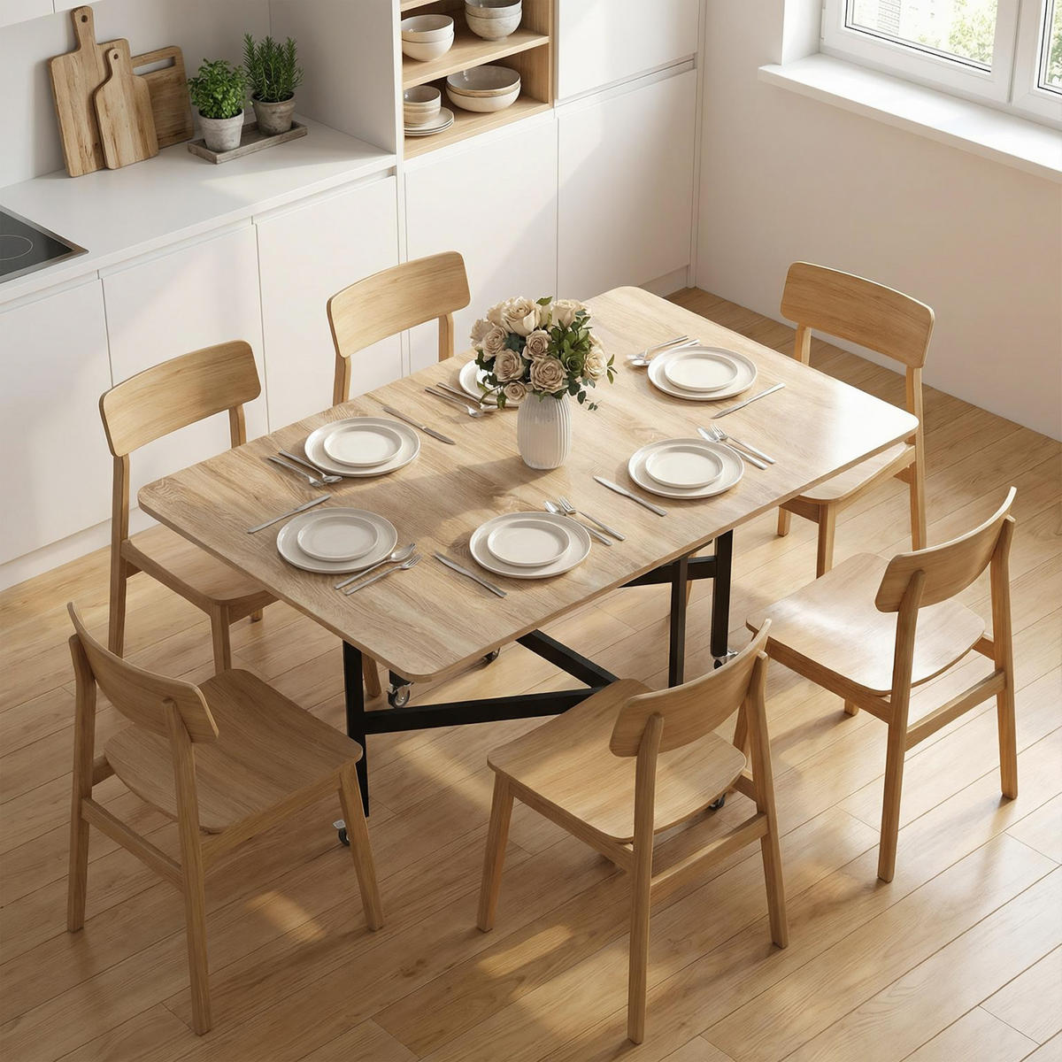 ESSTISCH aus Spanplatte 120/80/73 cm Eiche - Eichefarben/Schwarz, Holzwerkstoff/Metall (120/80/73cm) - HOMCOM